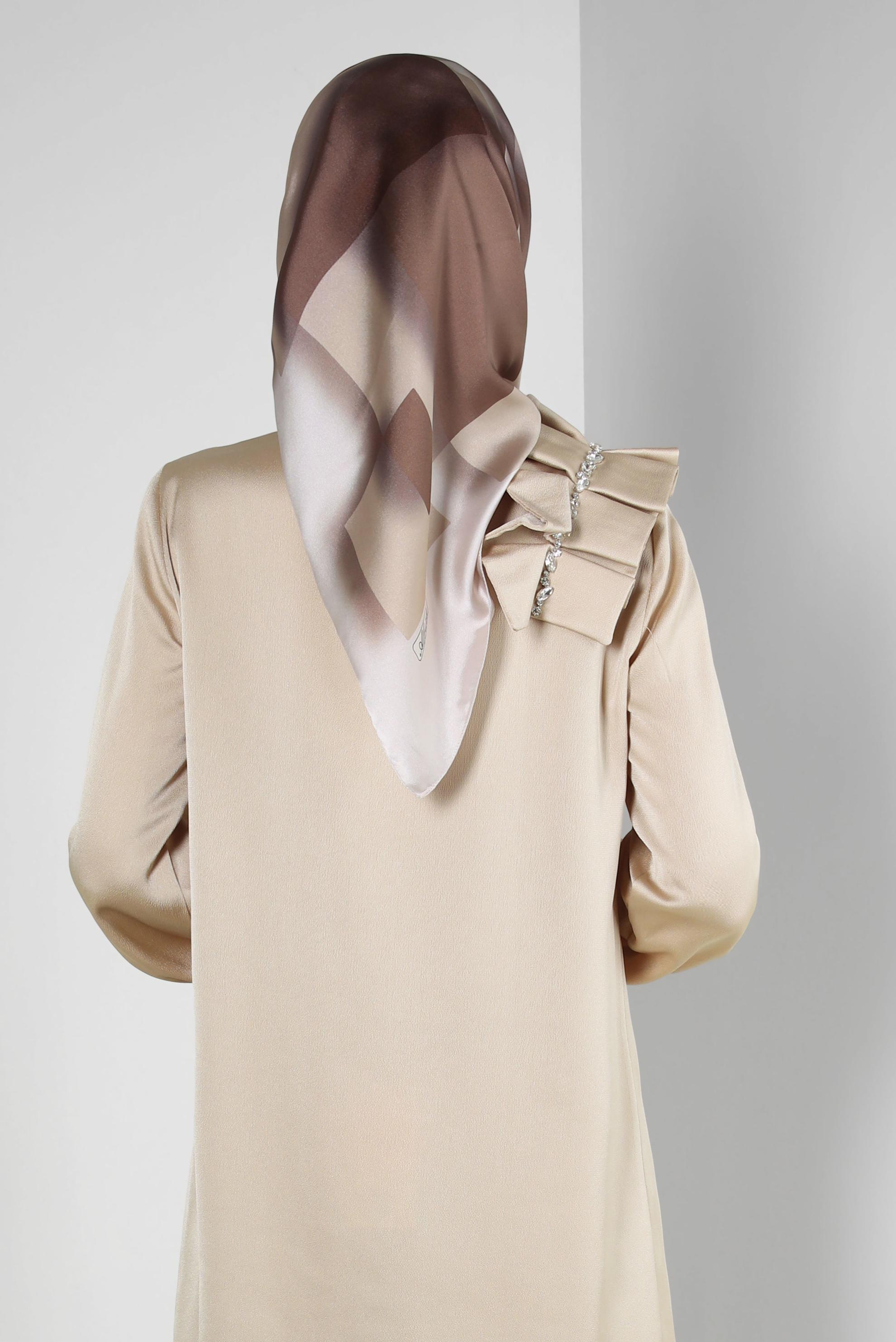 Tesettür giyim SARI ALVİNA GEOMETRİK DESENLİ EŞARP 8250