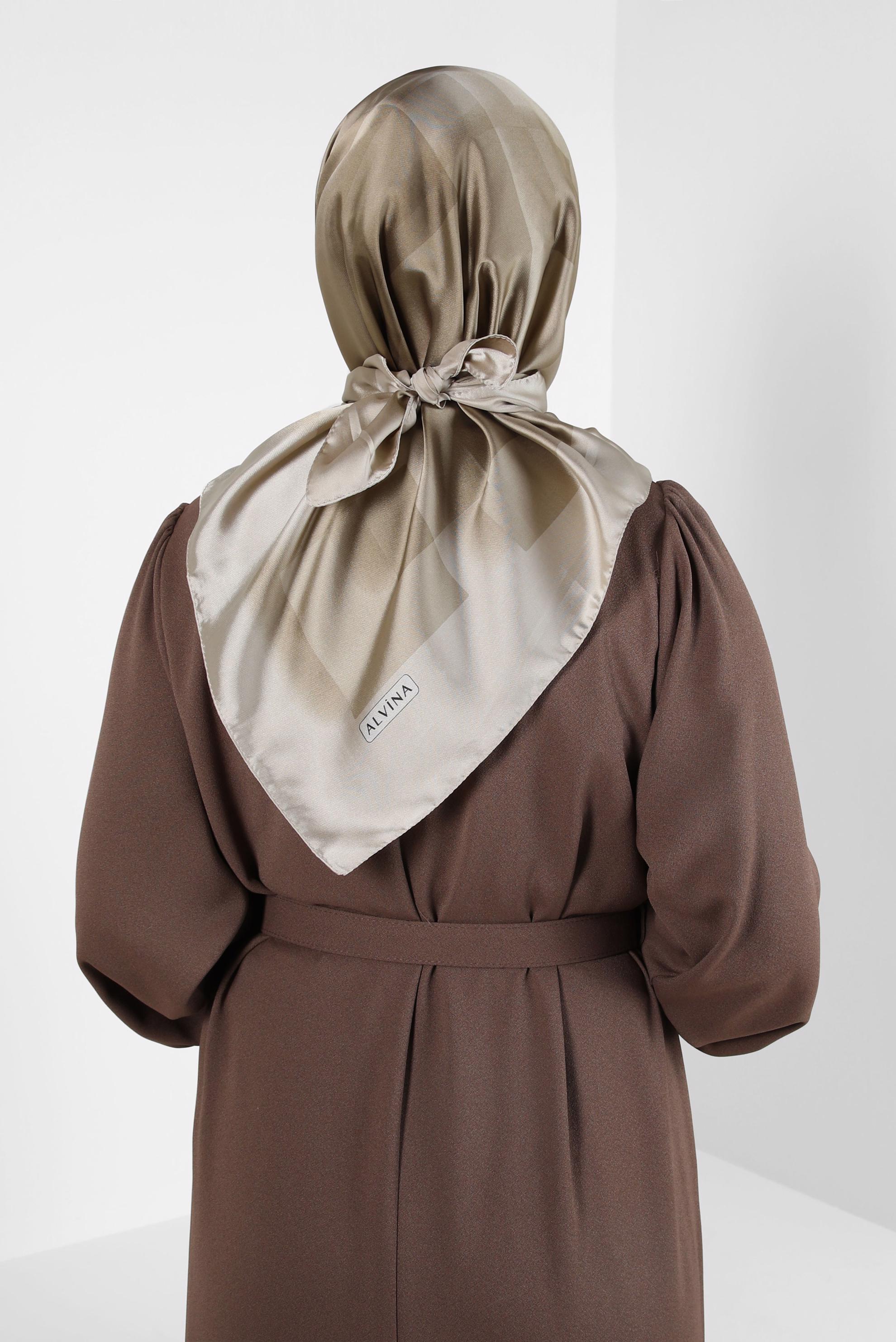 Tesettür giyim HAKİ ALVİNA GEOMETRİK DESENLİ EŞARP 8250