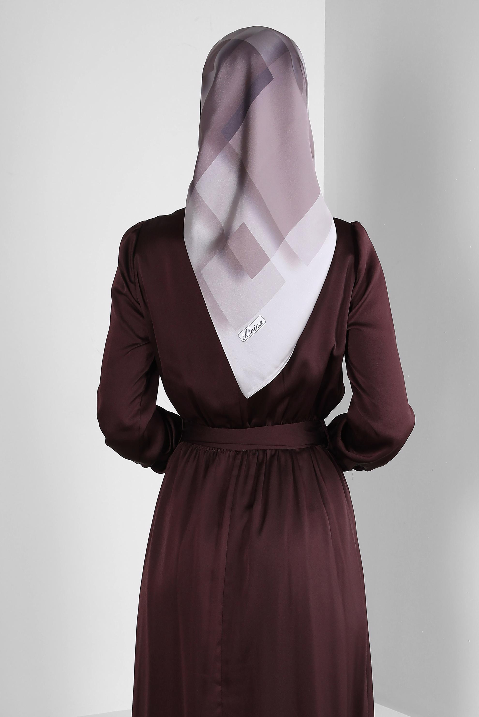 Tesettür giyim KAHVE ALVİNA GEOMETRİK DESENLİ EŞARP 8250