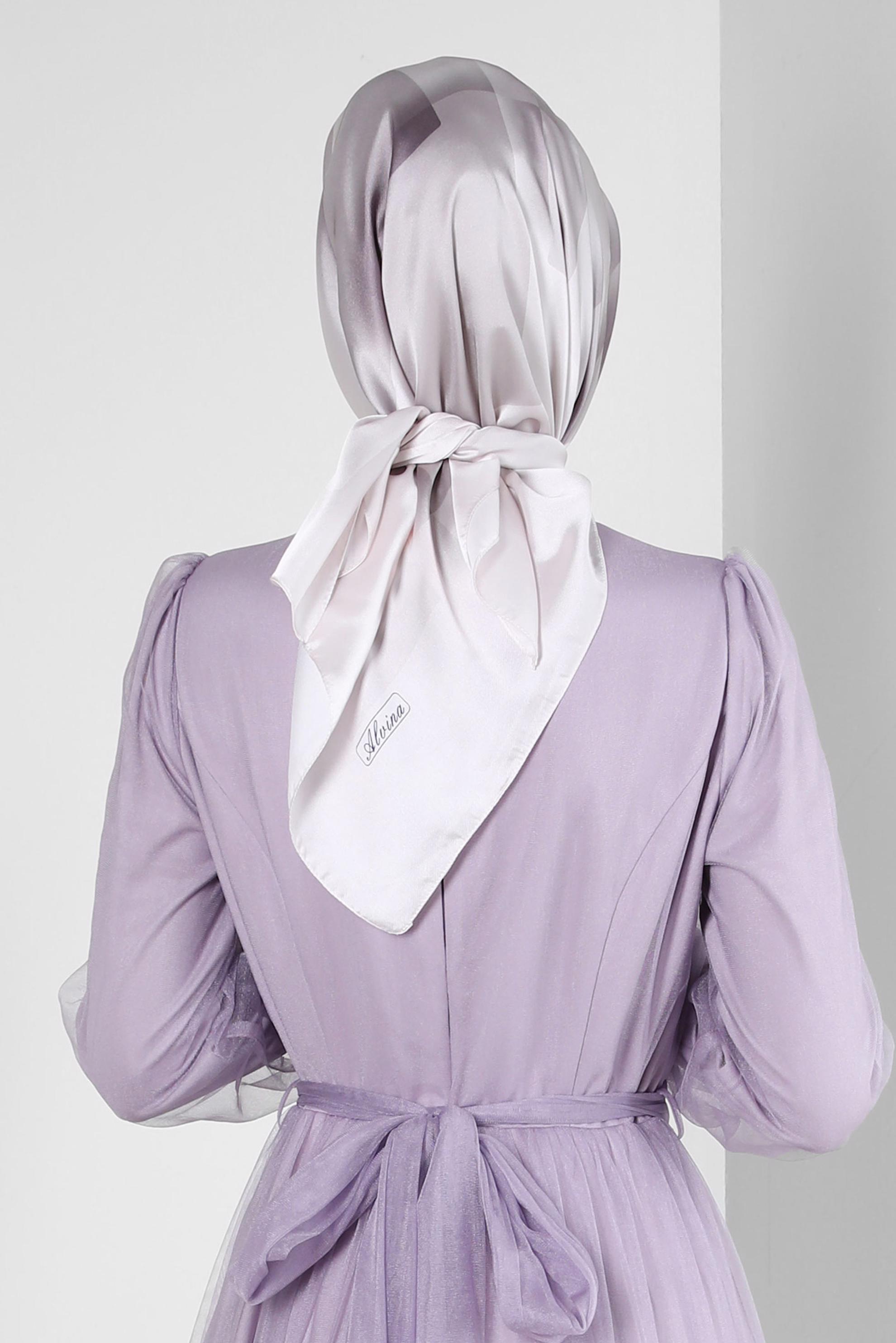 Tesettür giyim VİZON ALVİNA GEOMETRİK DESENLİ EŞARP 8250