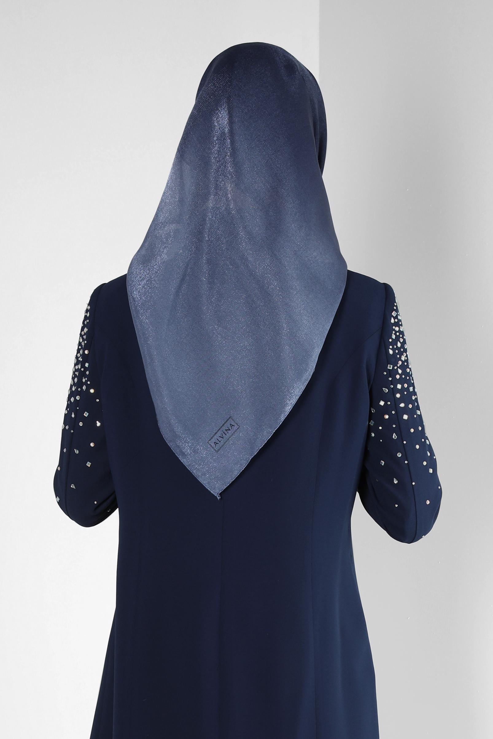 Tesettür giyim LACİVERT ALVİNA DEGRADE KEHRİBAR EŞARP 8252 