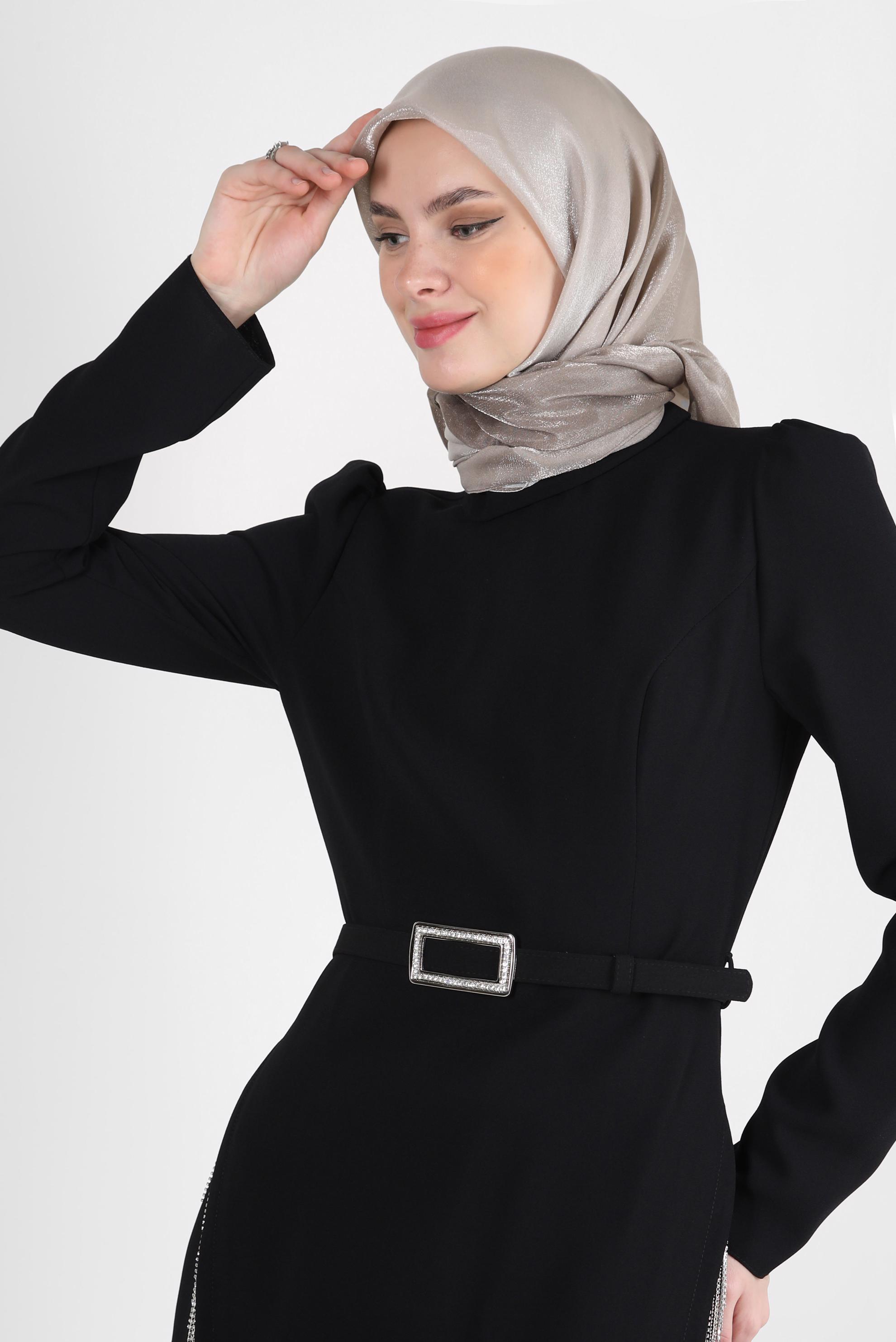 Tesettür giyim VİZON ALVİNA DEGRADE KEHRİBAR EŞARP 8252 