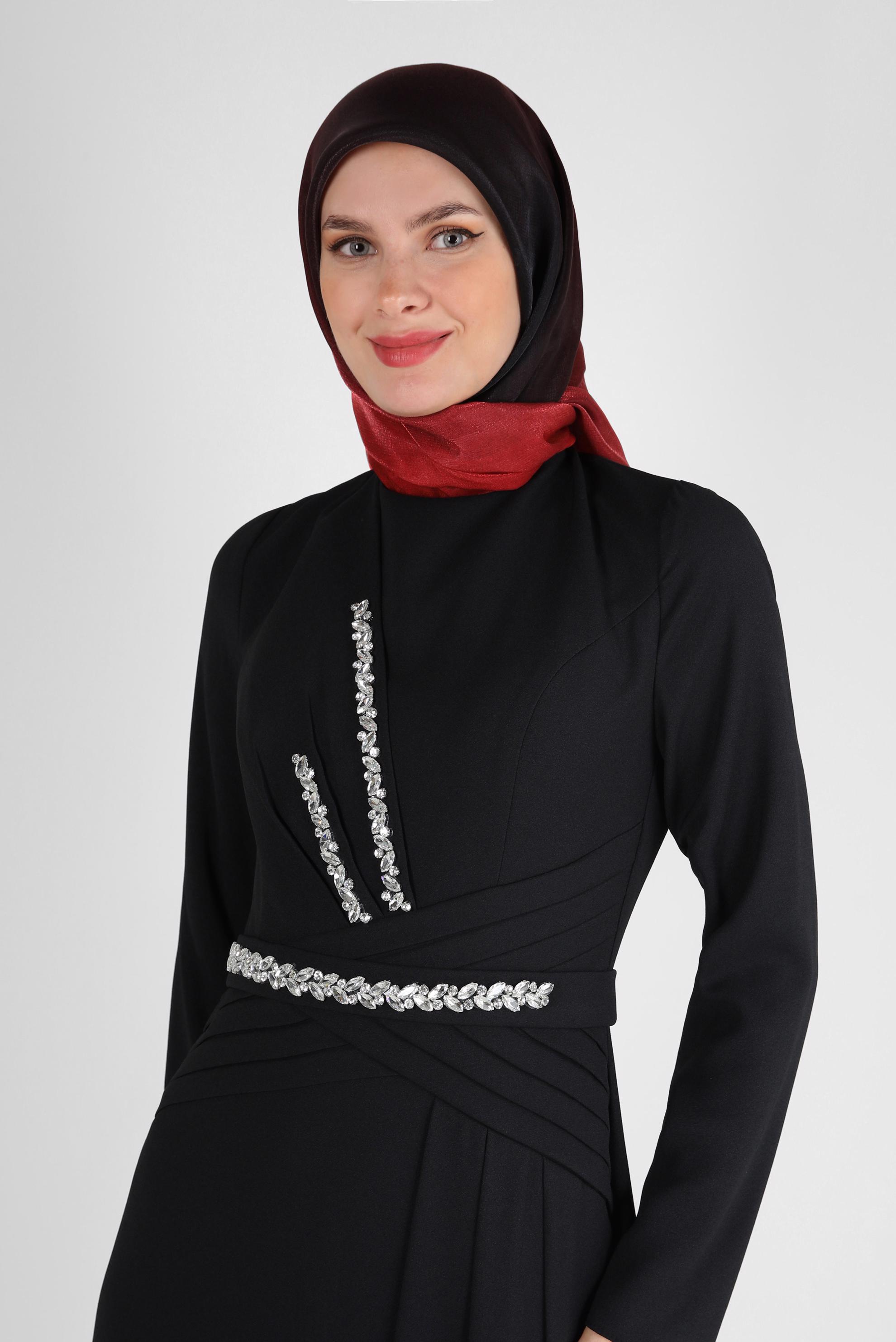 Tesettür giyim SİYAH ALVİNA DEGRADE KEHRİBAR EŞARP 8252 