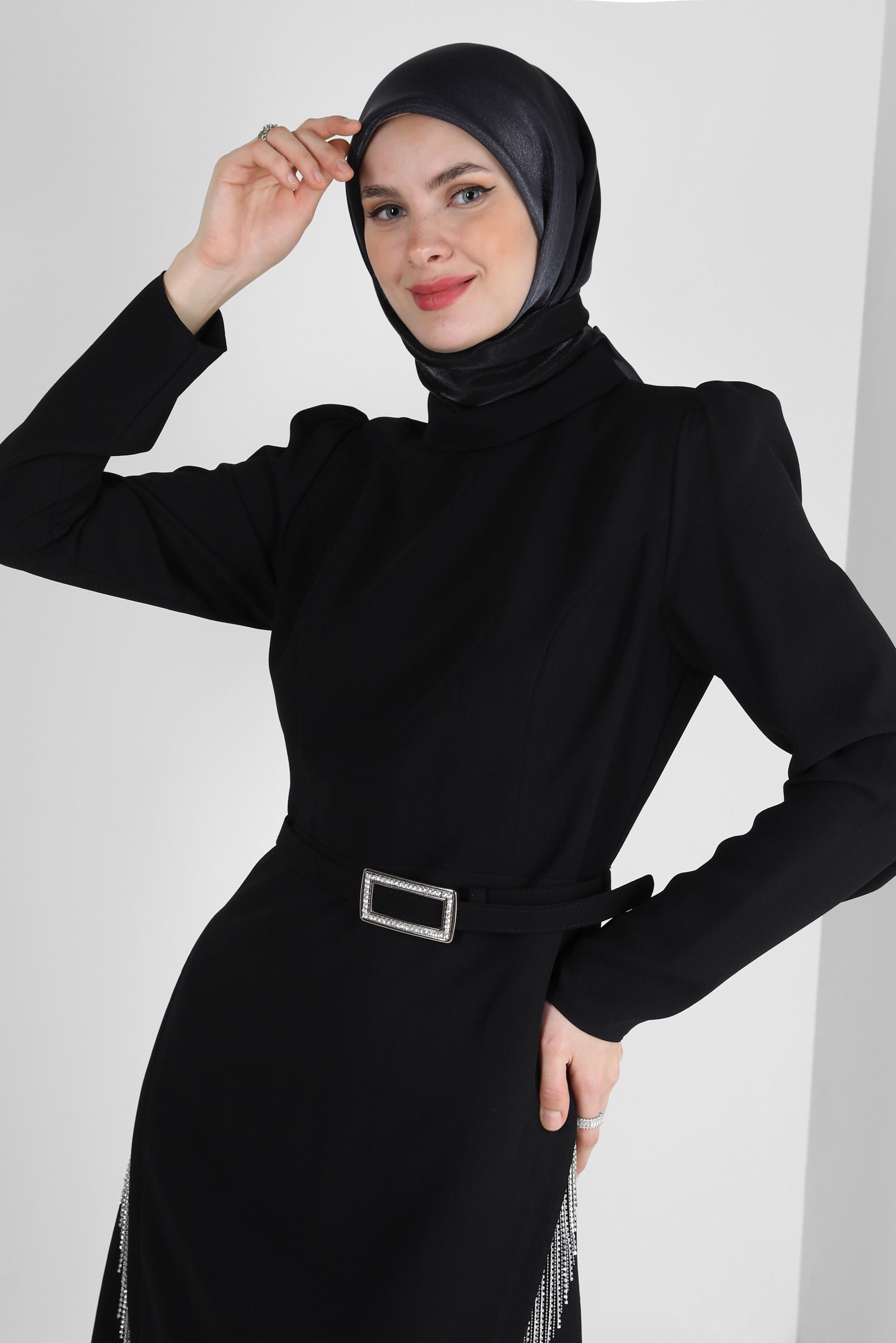 Tesettür giyim SİYAH ALVİNA DEGRADE KEHRİBAR EŞARP 8252 