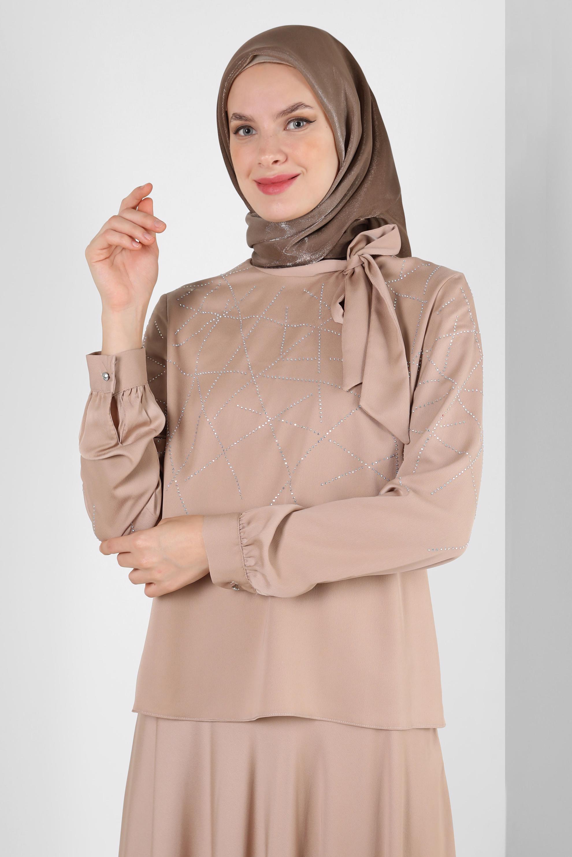 Tesettür giyim KAHVE ALVİNA DEGRADE KEHRİBAR EŞARP 8252 