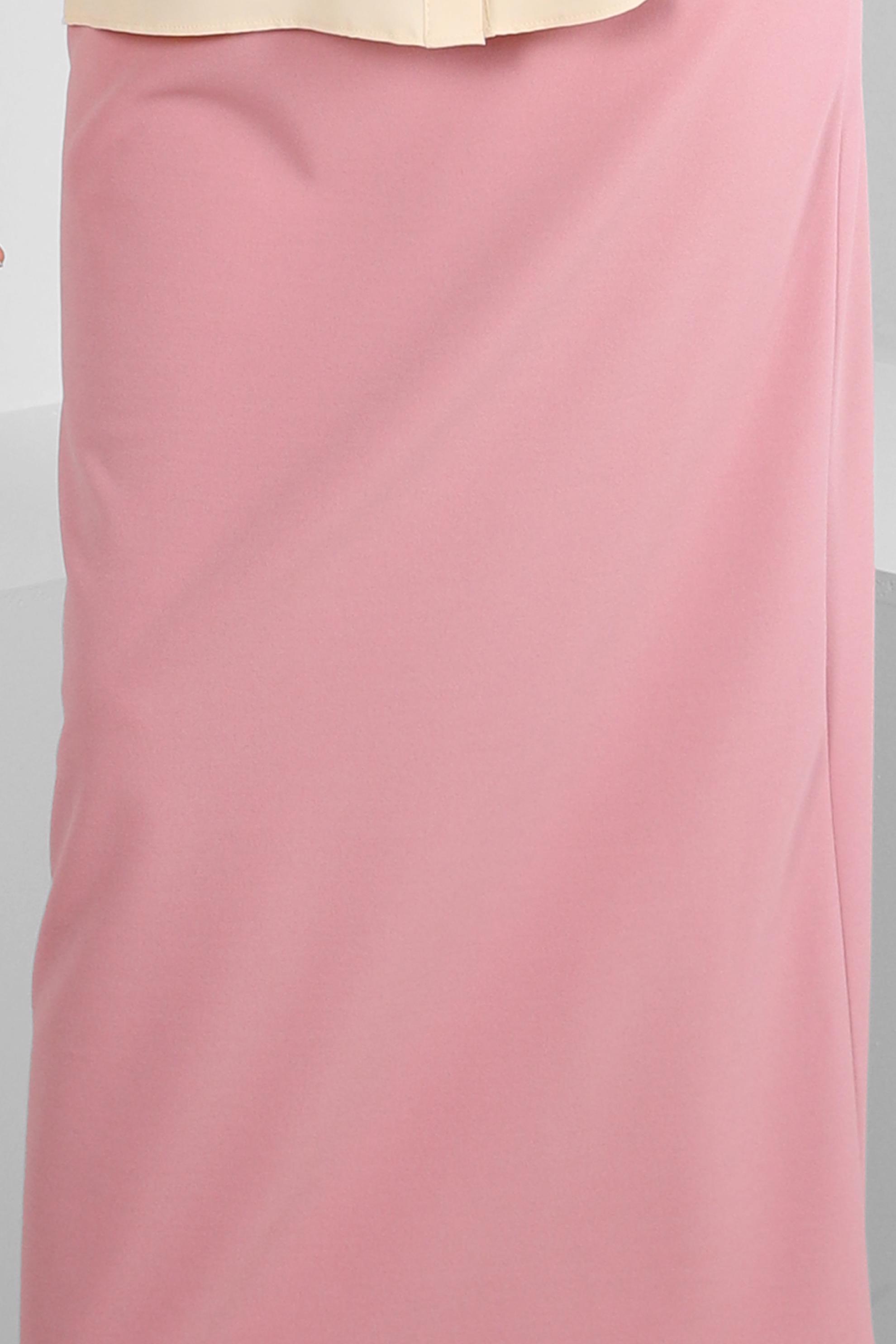 Tesettür giyim PUDRA BELİ LASTİKLİ DÜZ KESİM ETEK 60400