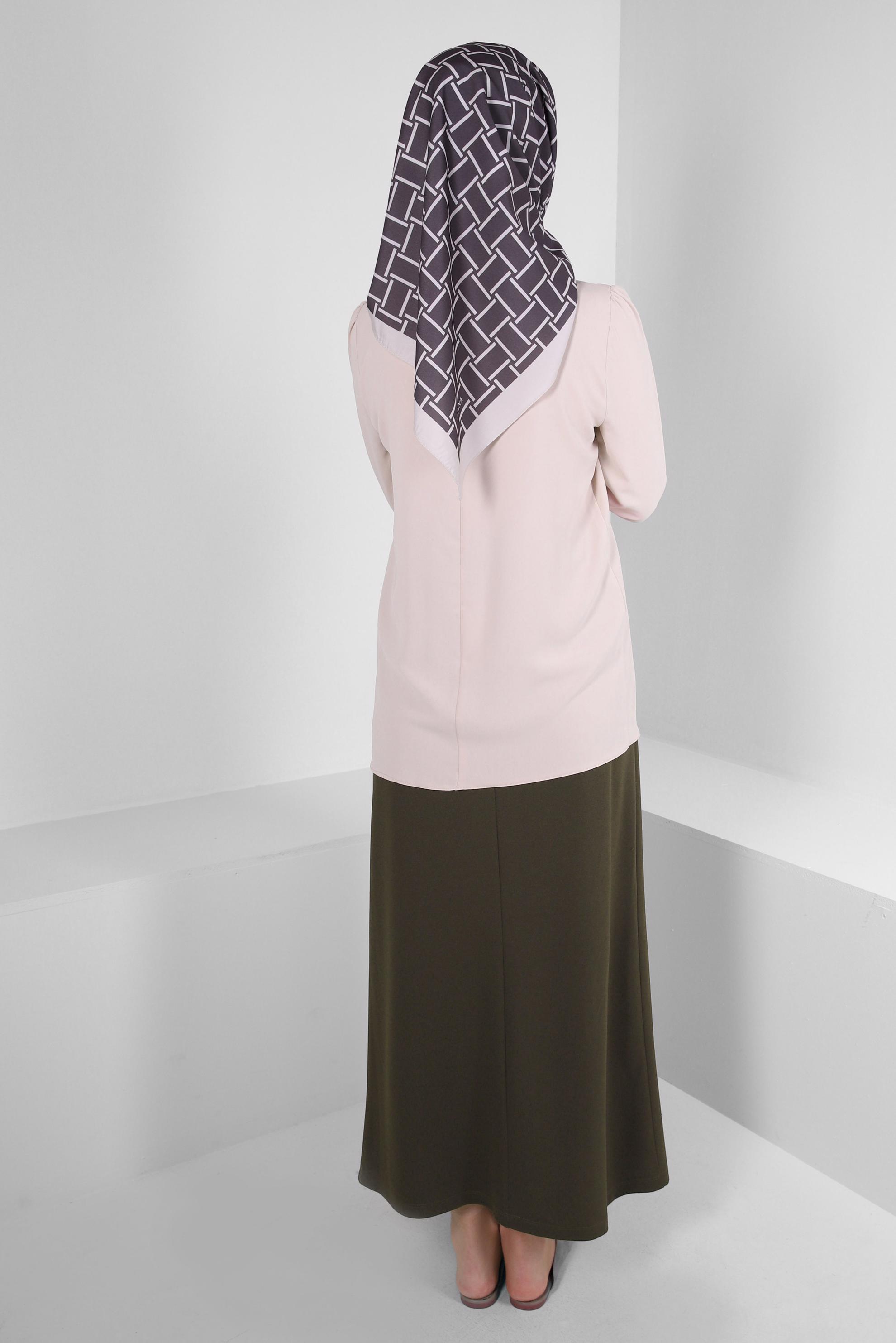 Vêtements hijab KAKI JUPE COUPE DROITE À TAILLE ÉLASTIQUE 60400