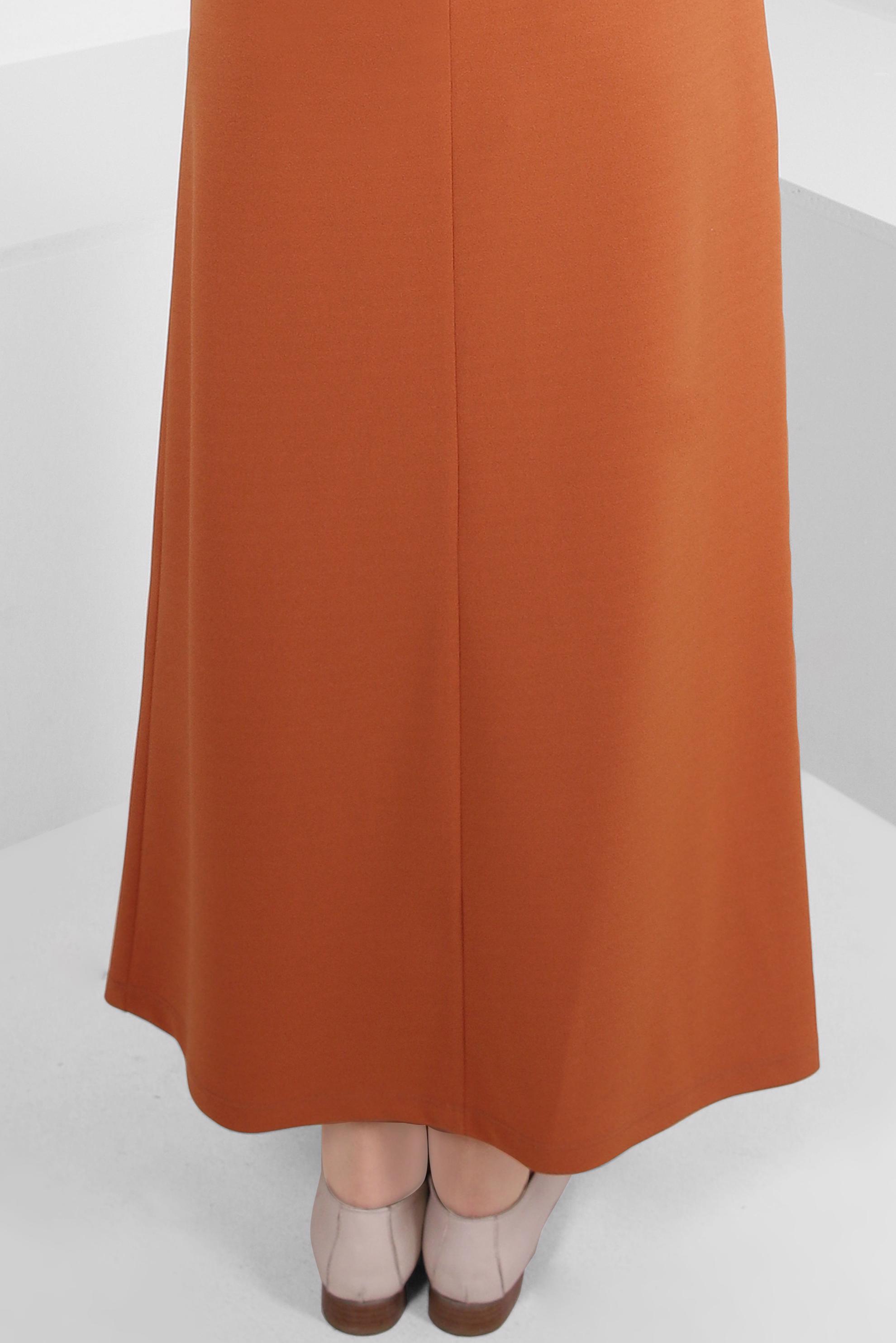 Tesettür giyim KAHVE BELİ LASTİKLİ DÜZ KESİM ETEK 60400