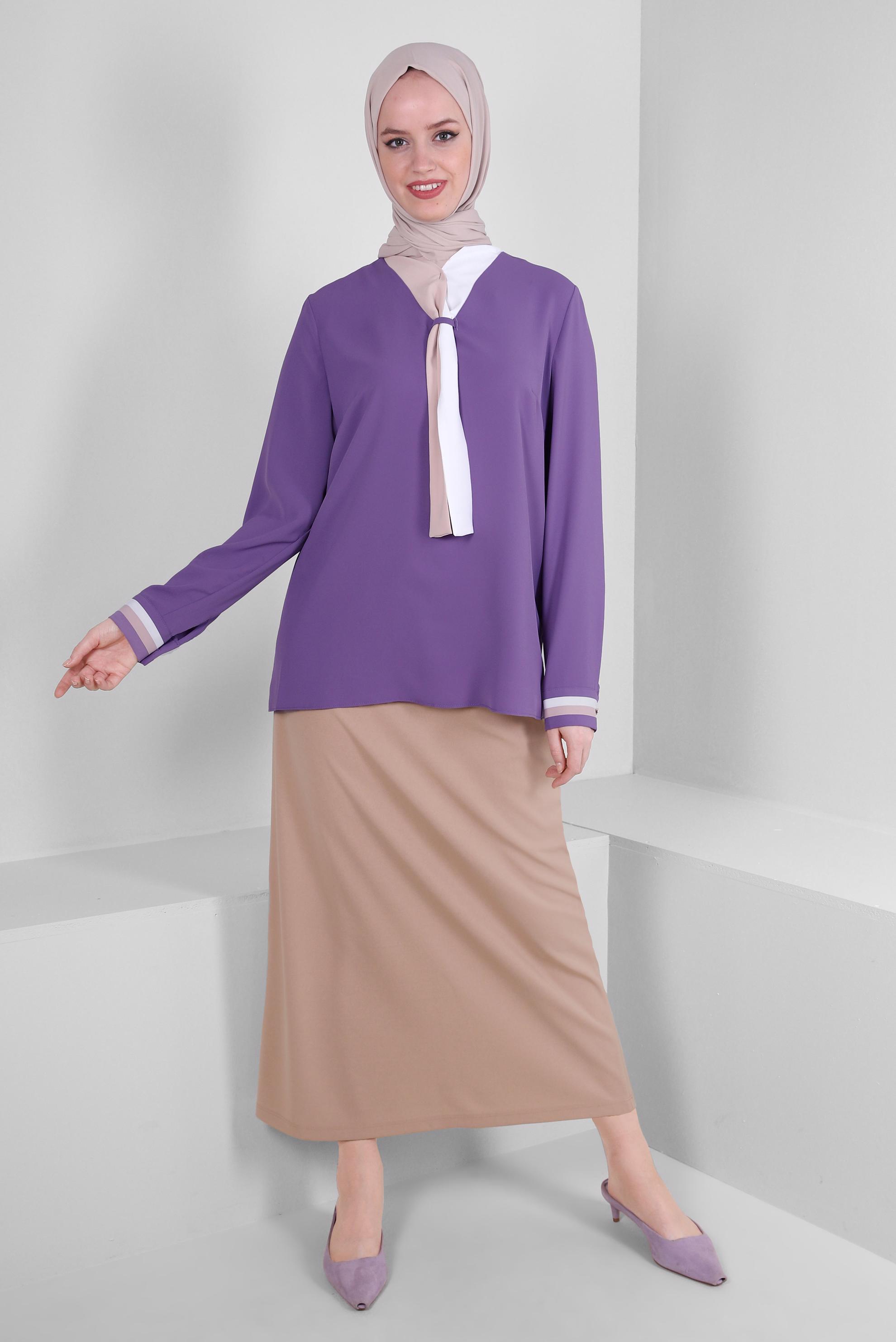 Tesettür giyim KUM BELİ LASTİKLİ DÜZ KESİM ETEK 60400