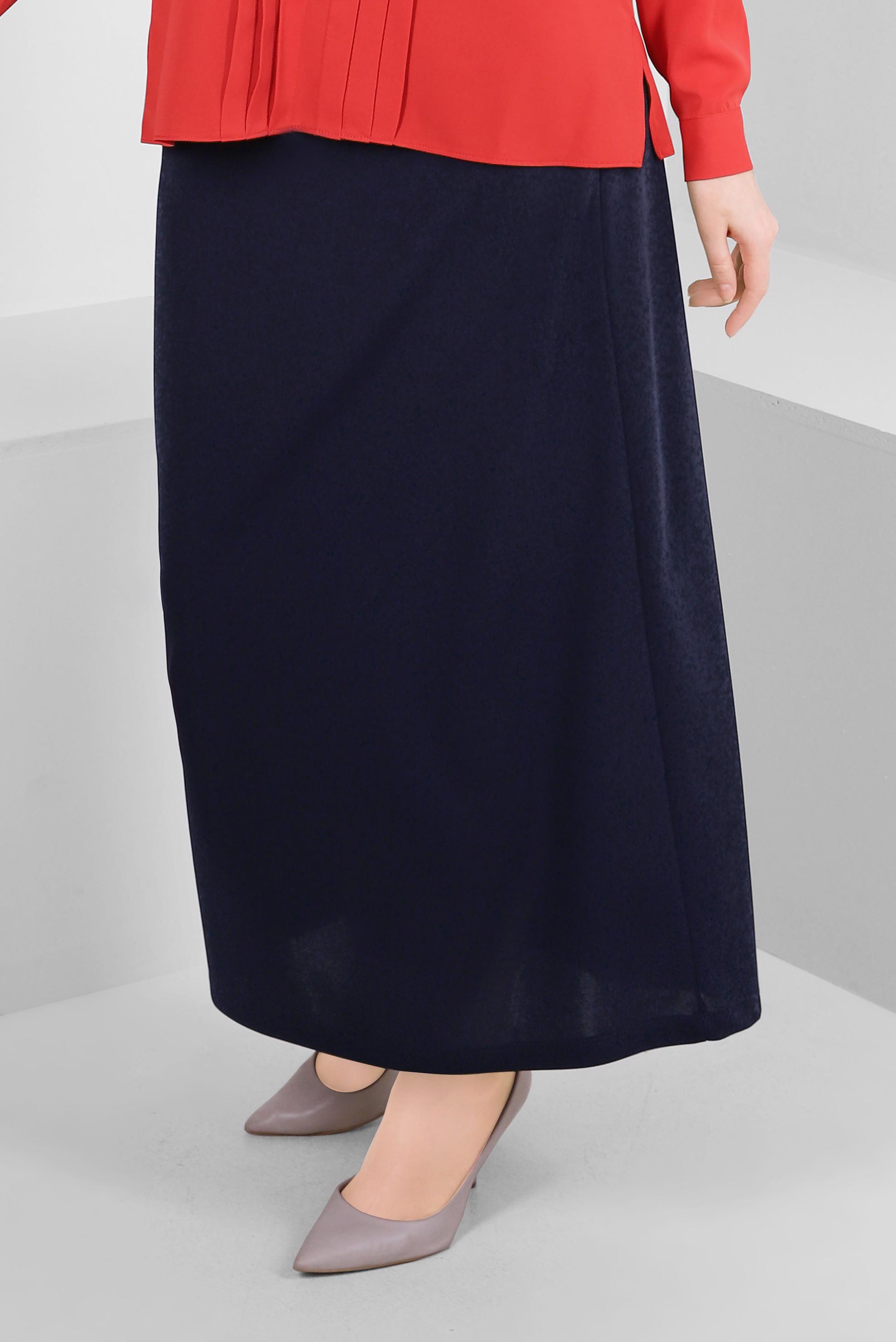 Tesettür giyim LACİVERT BELİ LASTİKLİ DÜZ KESİM ETEK 60400