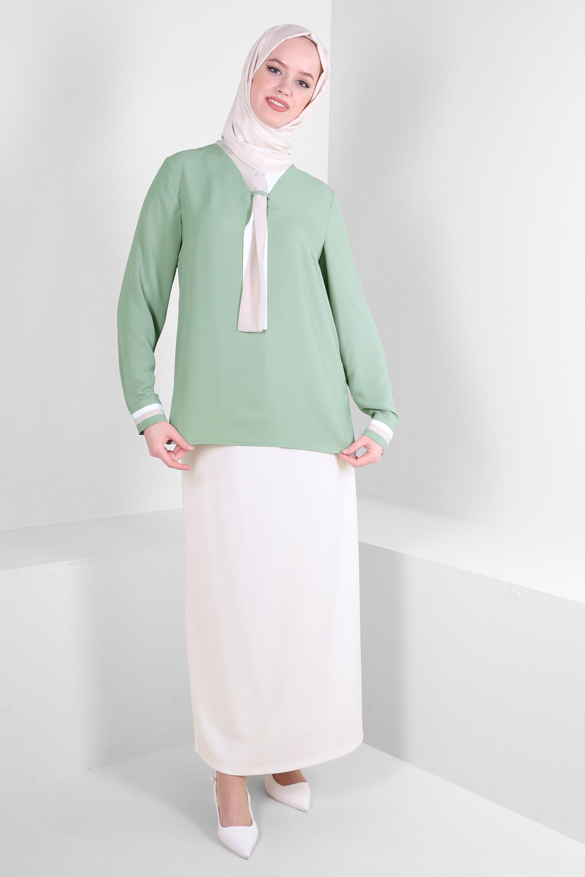 Tesettür giyim BEYAZ BELİ LASTİKLİ DÜZ KESİM ETEK 60401