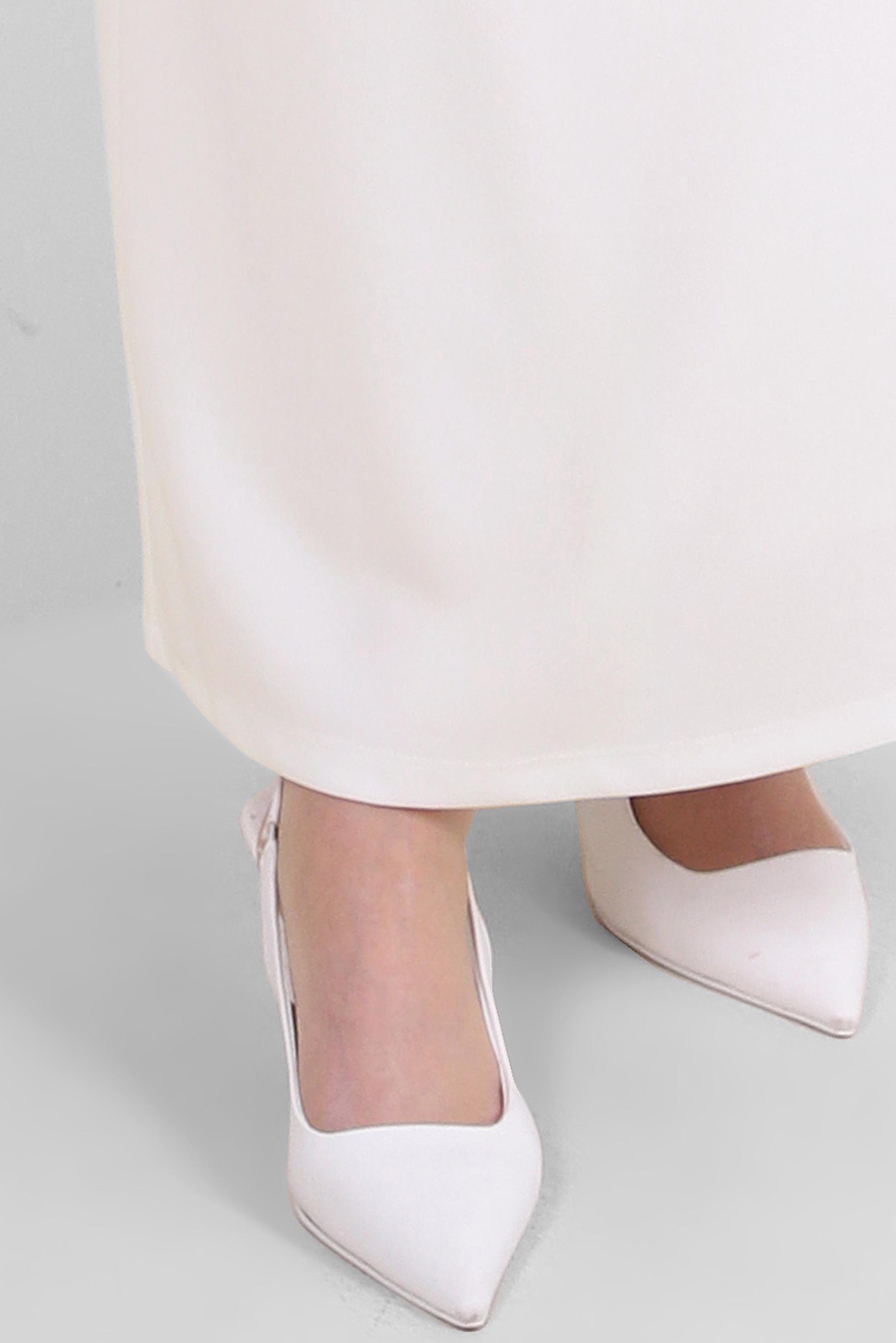 Tesettür giyim BEYAZ BELİ LASTİKLİ DÜZ KESİM ETEK 60401