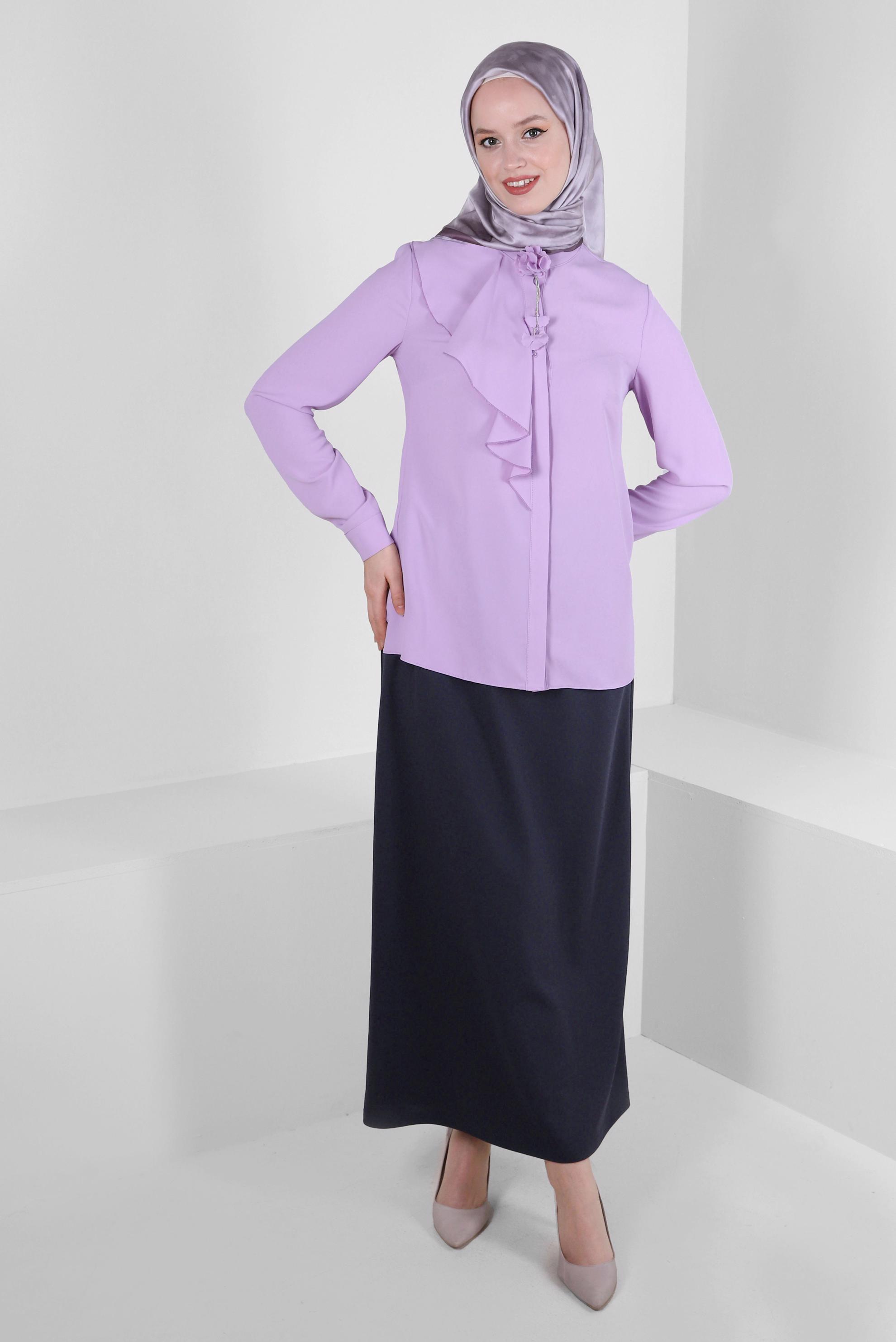 Tesettür giyim LACİVERT BELİ LASTİKLİ DÜZ KESİM ETEK 60401