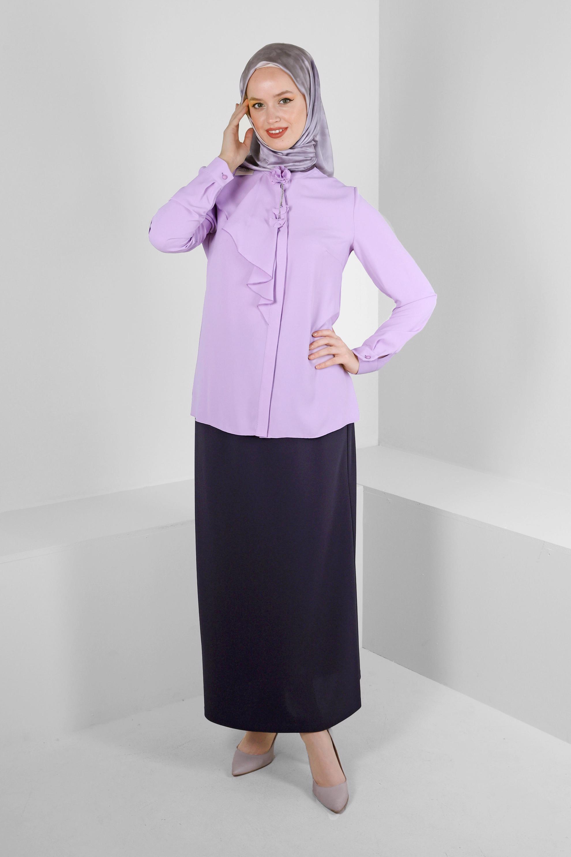 Tesettür giyim LACİVERT BELİ LASTİKLİ DÜZ KESİM ETEK 60401