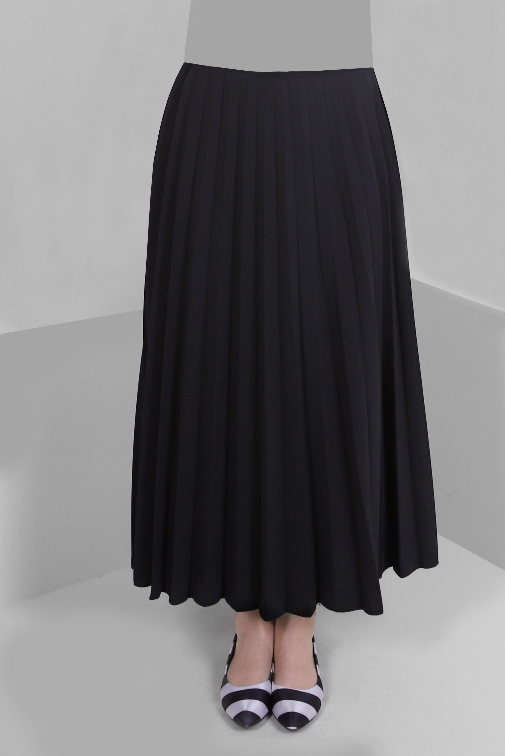 Tesettür giyim SİYAH BELİ LASTİKLİ PİLİSELİ ETEK 60402