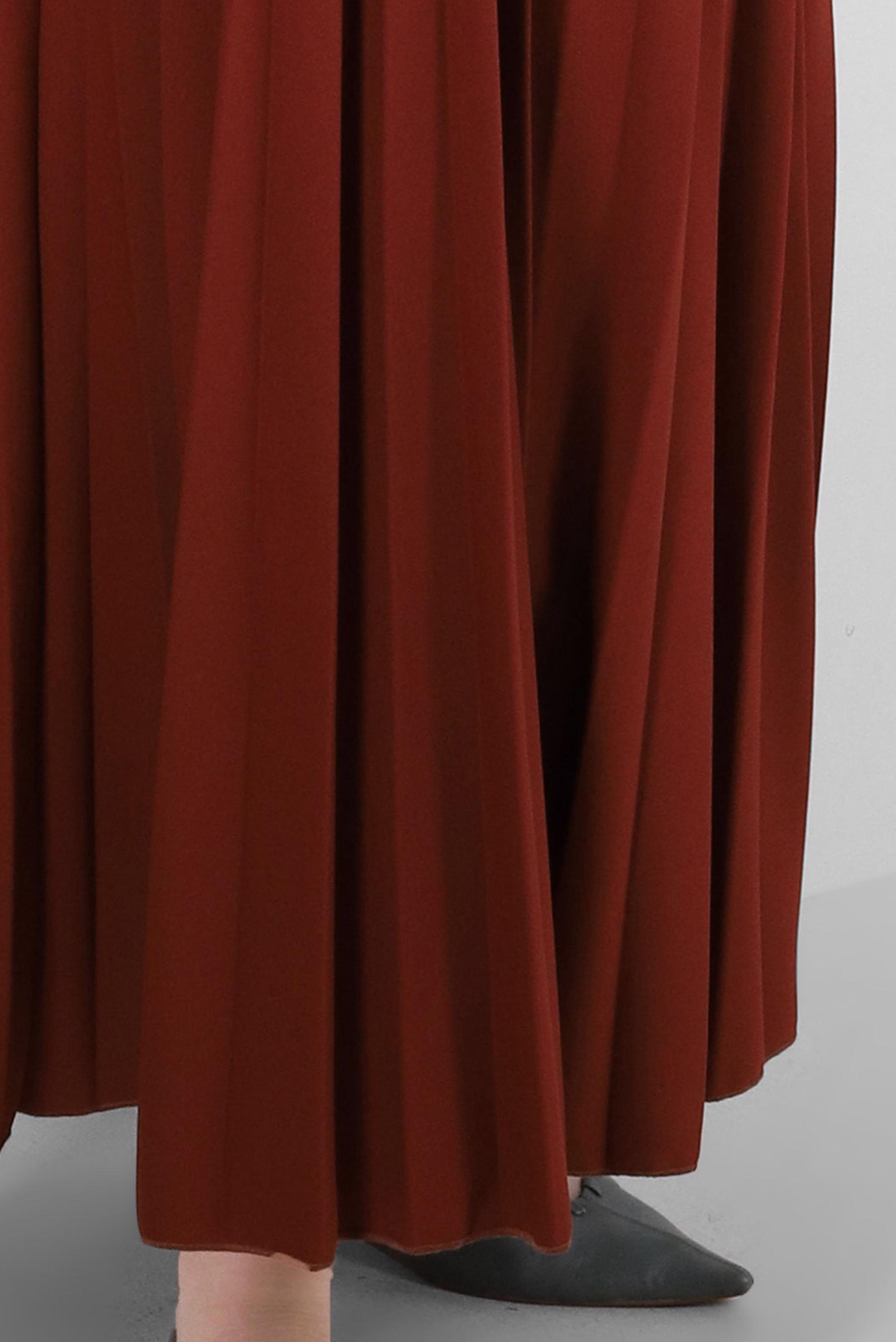 Tesettür giyim TURUNCU BELİ LASTİKLİ PİLİSELİ ETEK 60402