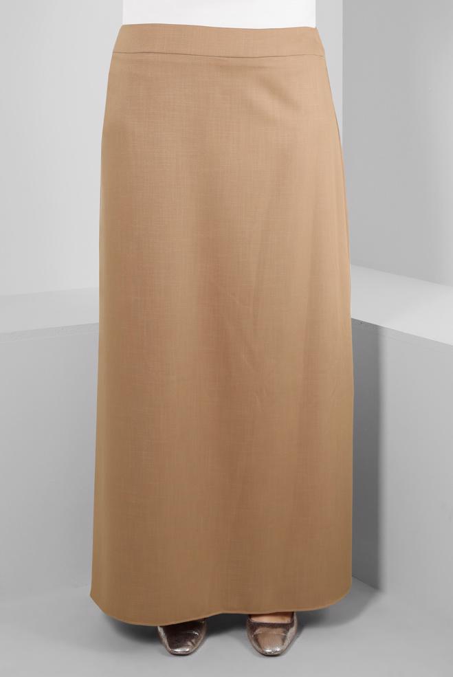 Tesettür giyim KAHVE DÜZ KESİM ETEK 60404 - ALVİNA