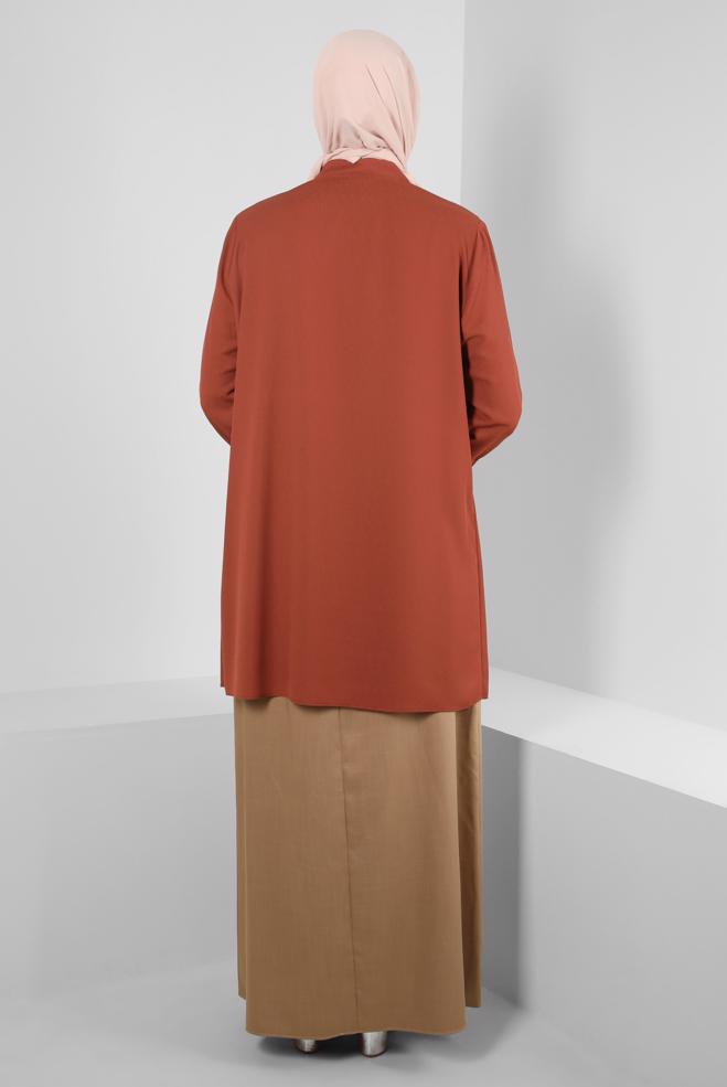 Tesettür giyim KAHVE DÜZ KESİM ETEK 60404 - ALVİNA