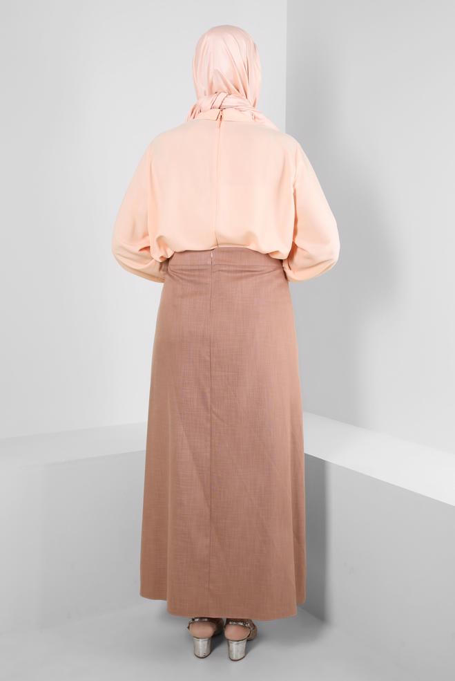 Tesettür giyim PEMBE DÜZ KESİM ETEK 60404 - ALVİNA