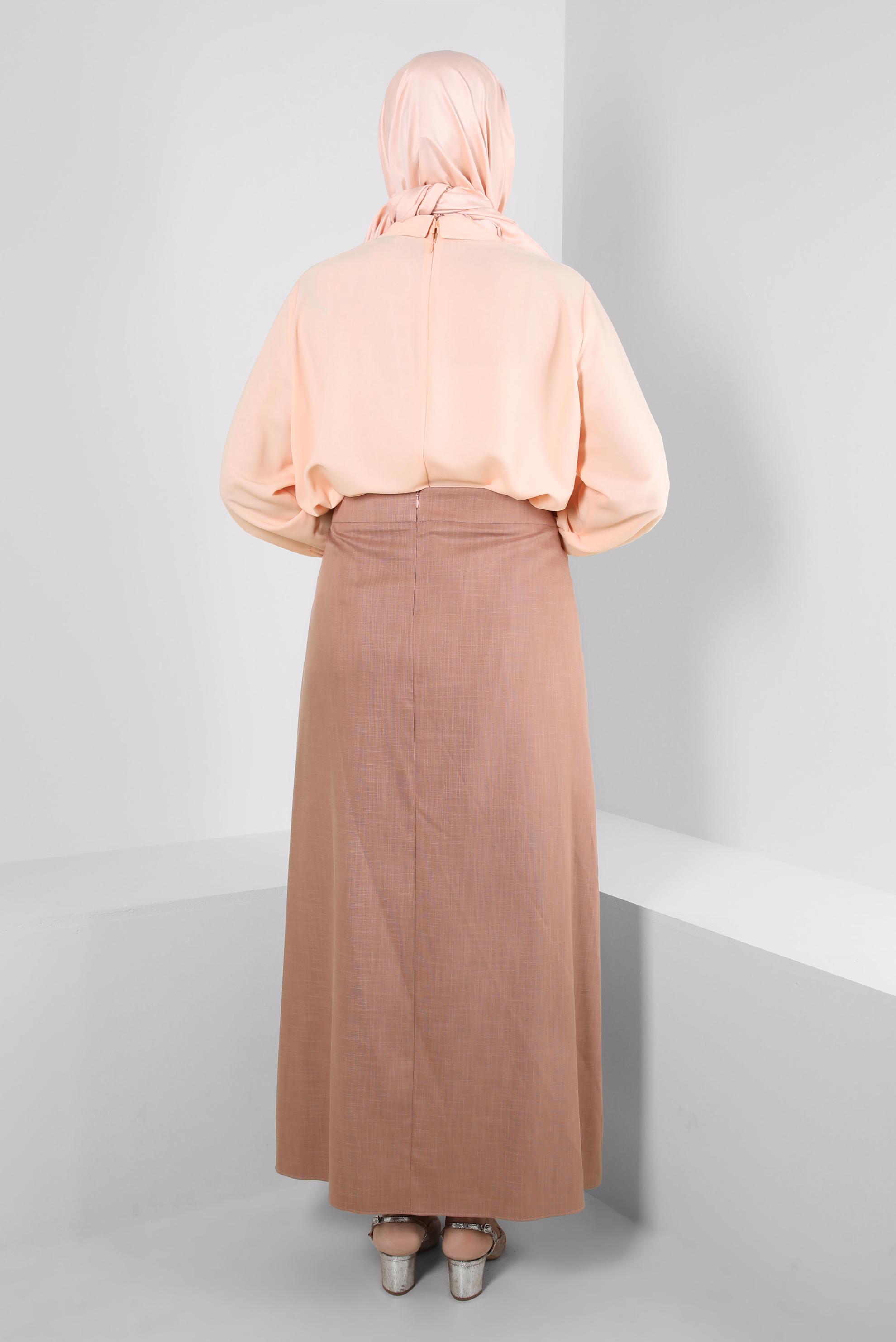 Tesettür giyim PEMBE DÜZ KESİM ETEK 60404