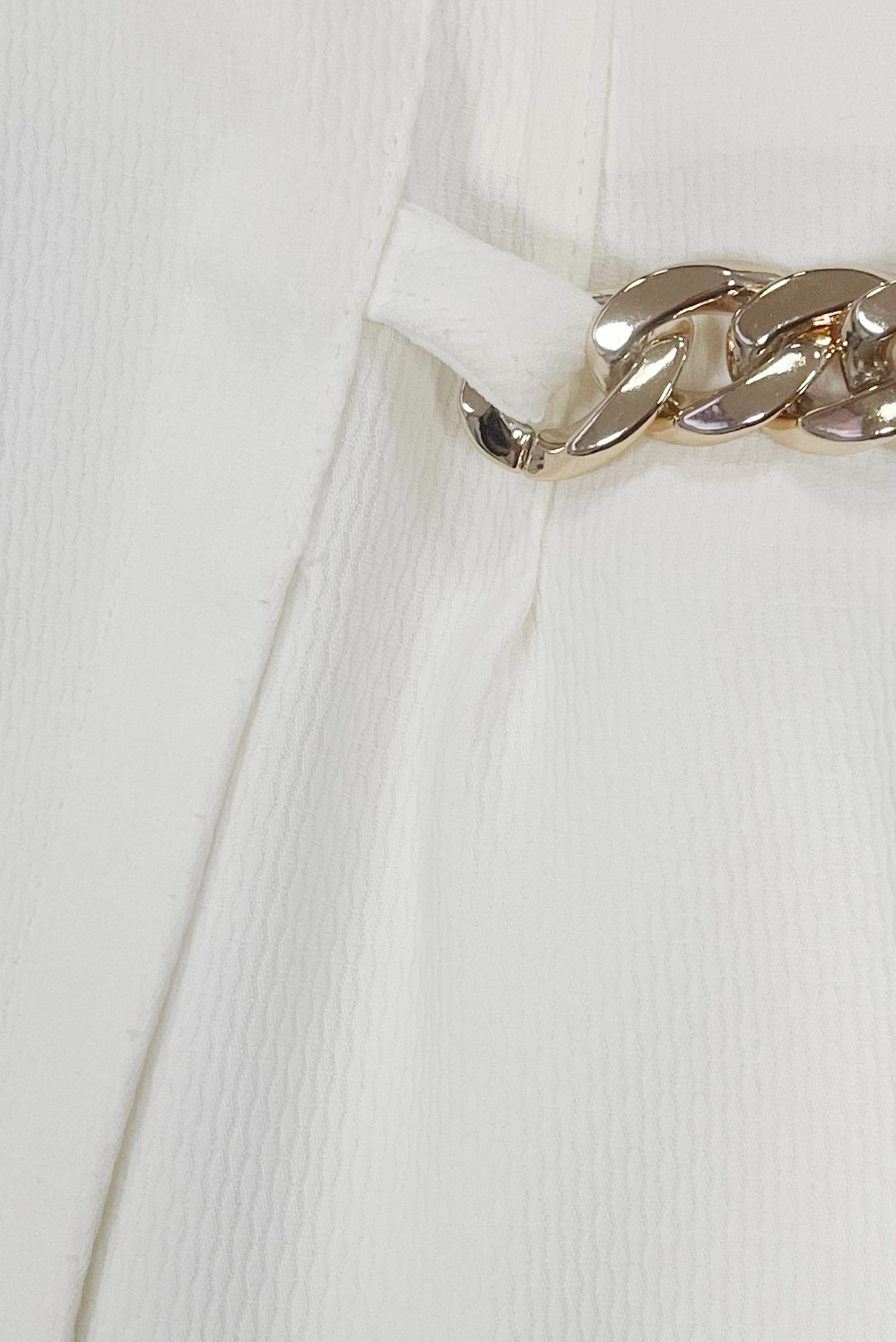 Tesettür giyim BEYAZ ZİNCİR DETAYLI DÜZ KESİM ETEK 60405