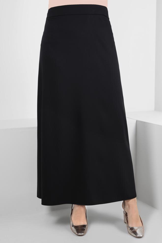 Tesettür giyim SİYAH FERMUARLI A KESİM ETEK 60406 - ALVİNA