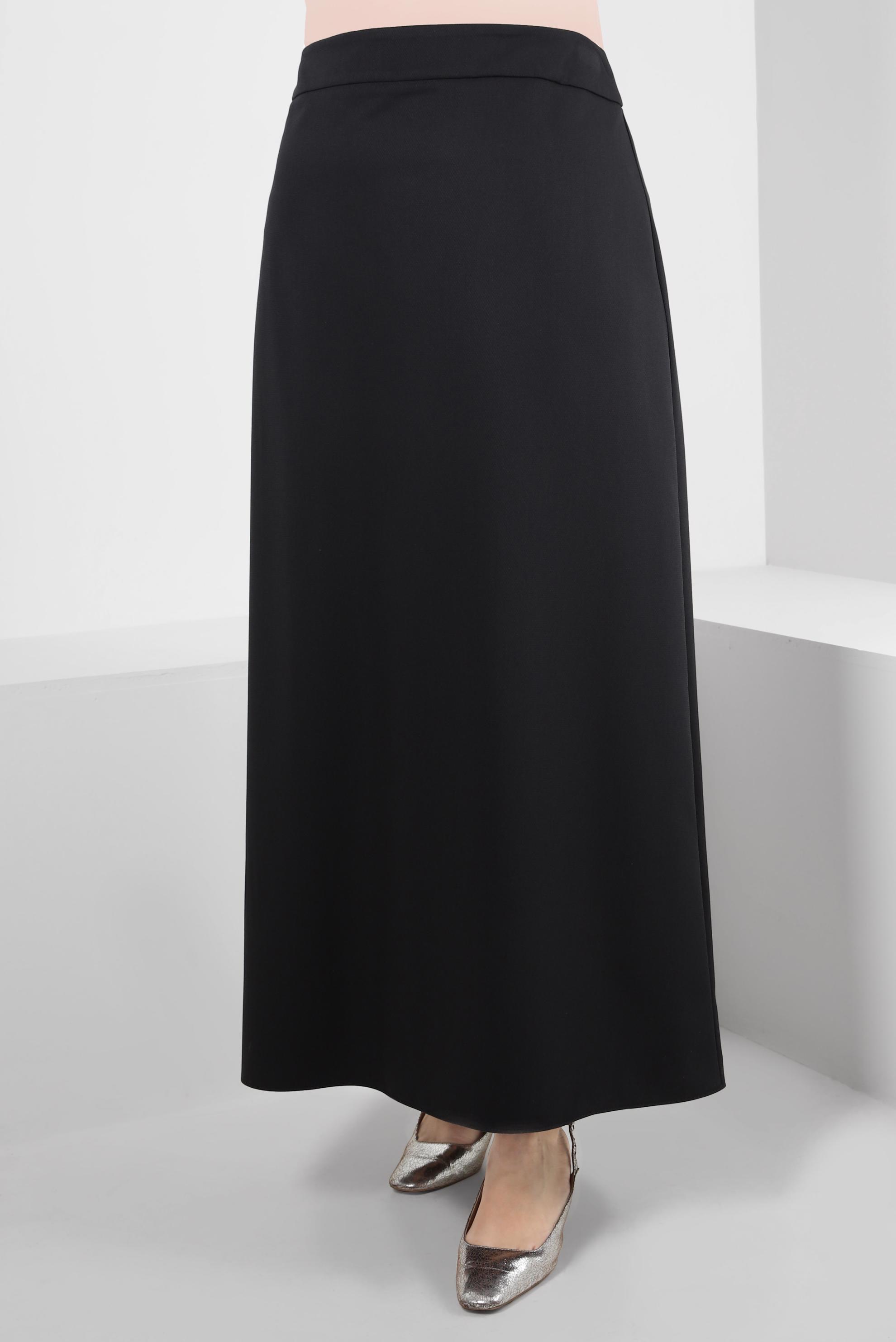 Tesettür giyim SİYAH FERMUARLI A KESİM ETEK 60406