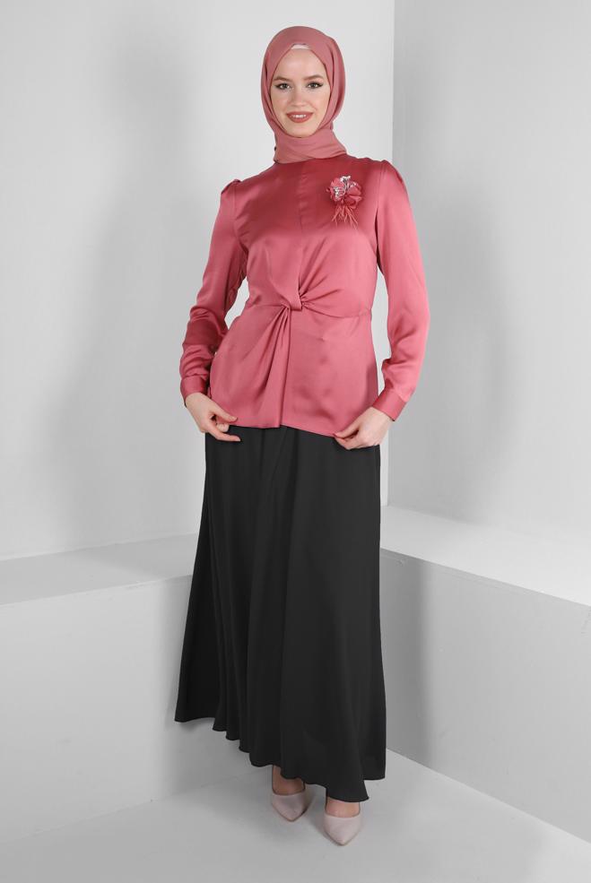 Tesettür giyim  KEMERLİ VOLANLI ETEK 60407 - ALVİNA