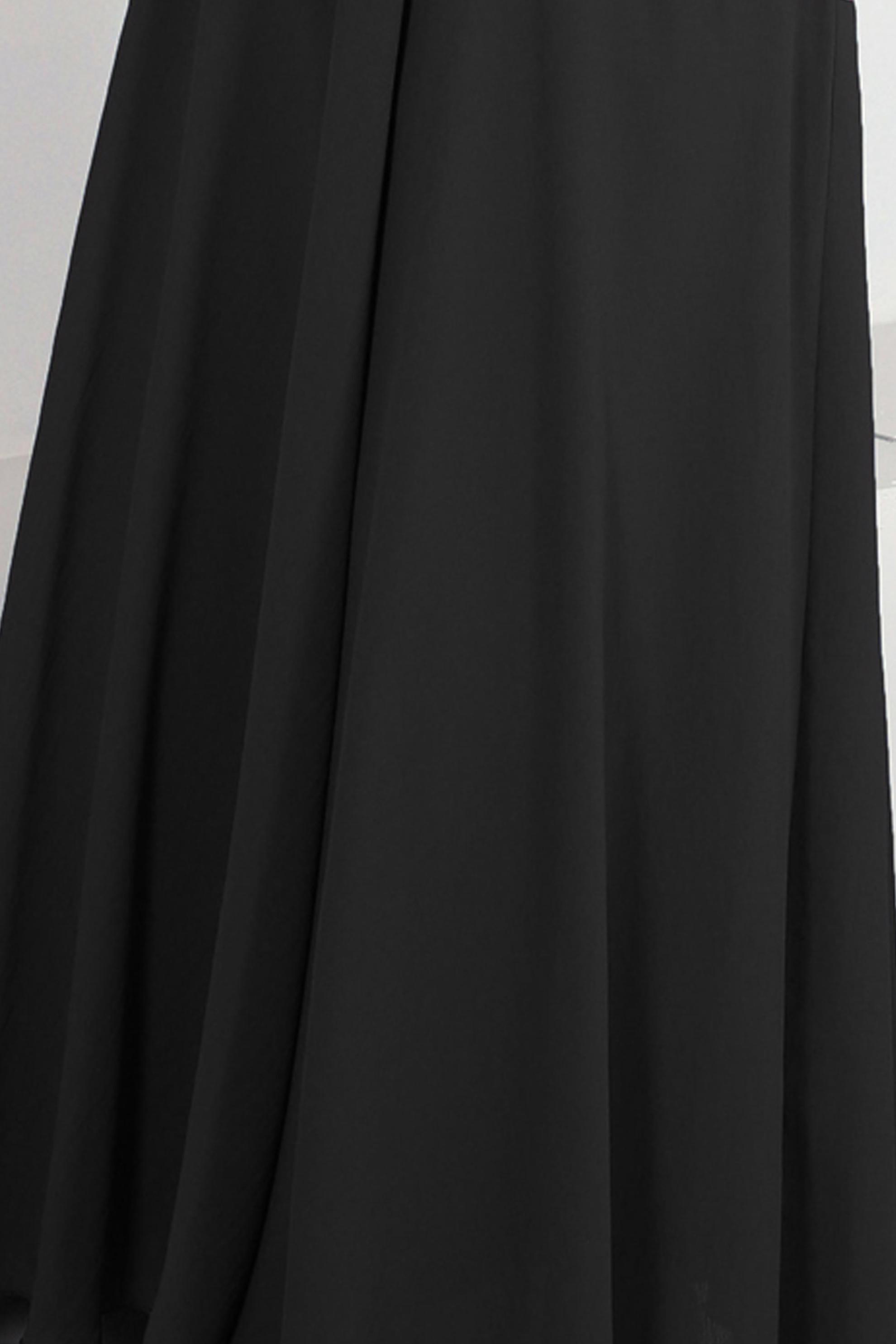 Tesettür giyim SİYAH KEMERLİ VOLANLI ETEK 60407