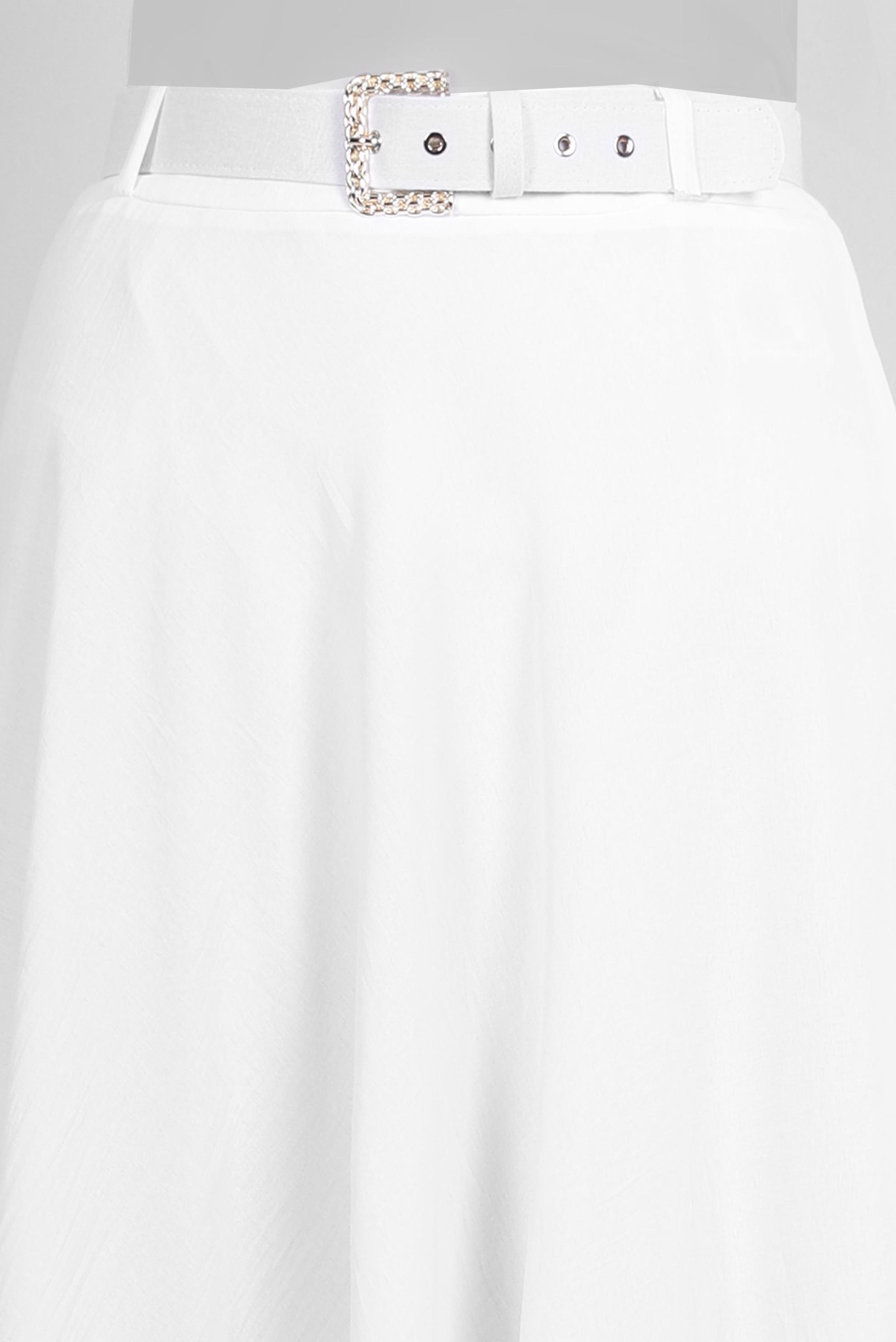 Tesettür giyim BEYAZ KEMERLİ VOLANLI ETEK 60407