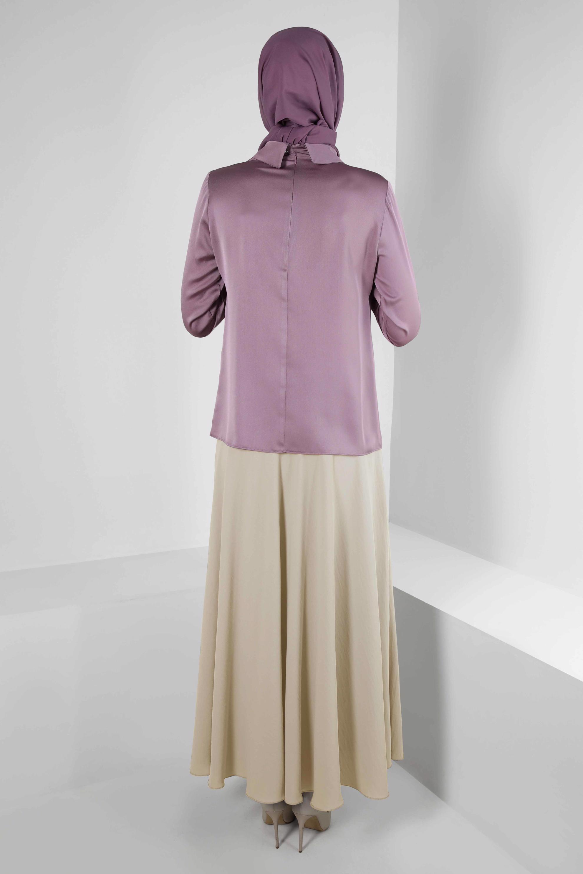 Tesettür giyim BEJ KEMERLİ VOLANLI ETEK 60407