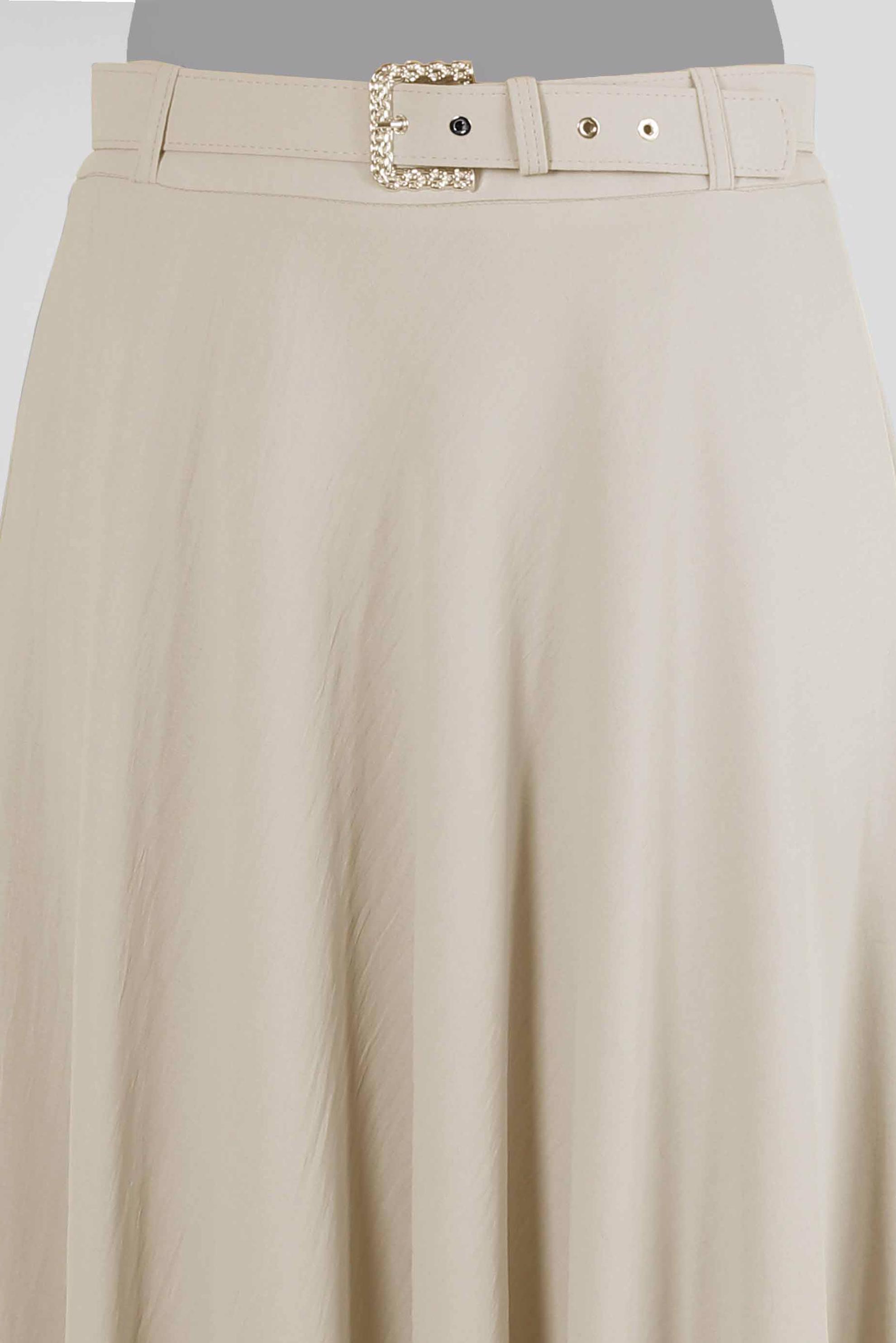 Tesettür giyim BEJ KEMERLİ VOLANLI ETEK 60407