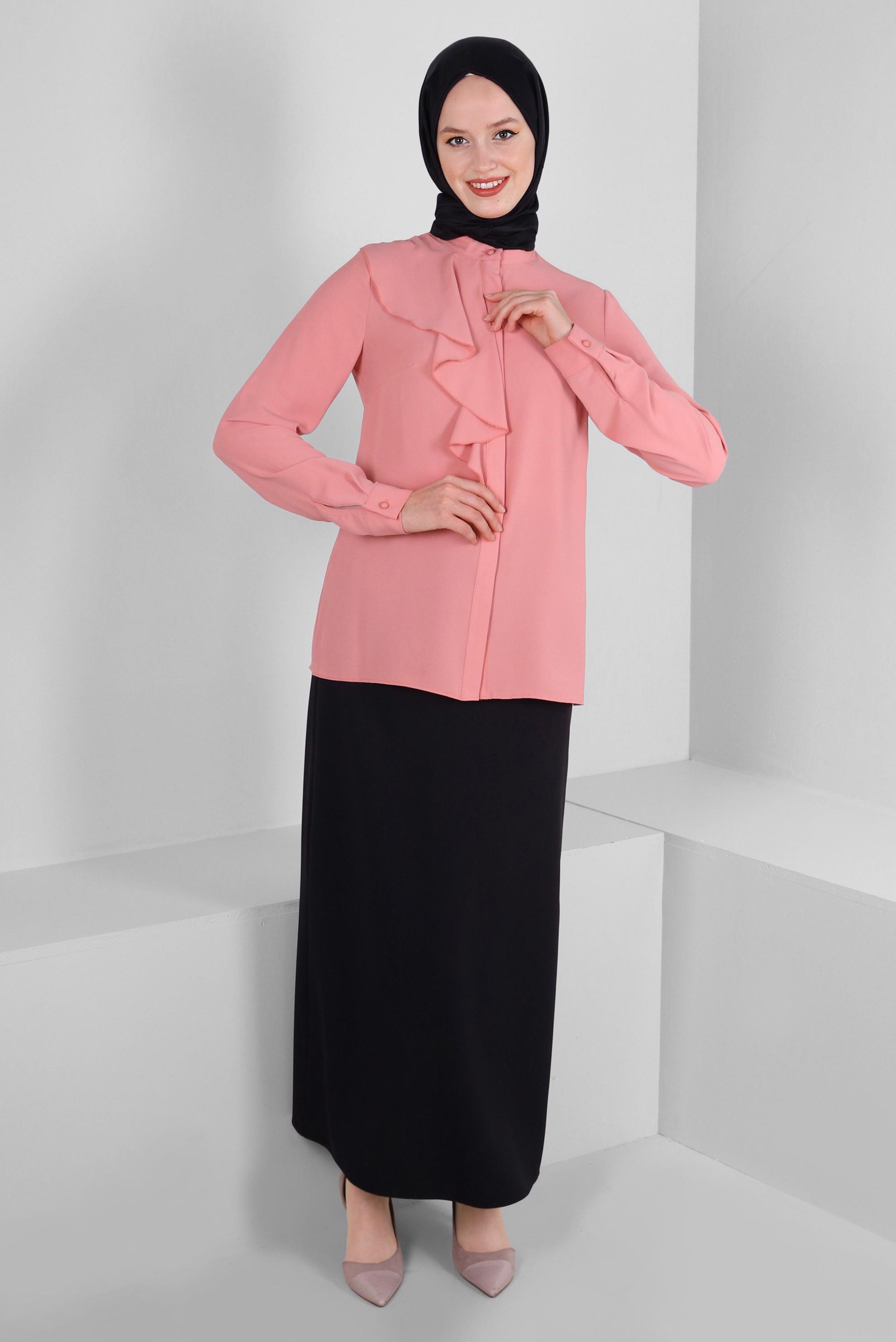 Tesettür giyim SİYAH KEMERLİ DÜZ KESİM ETEK 60408
