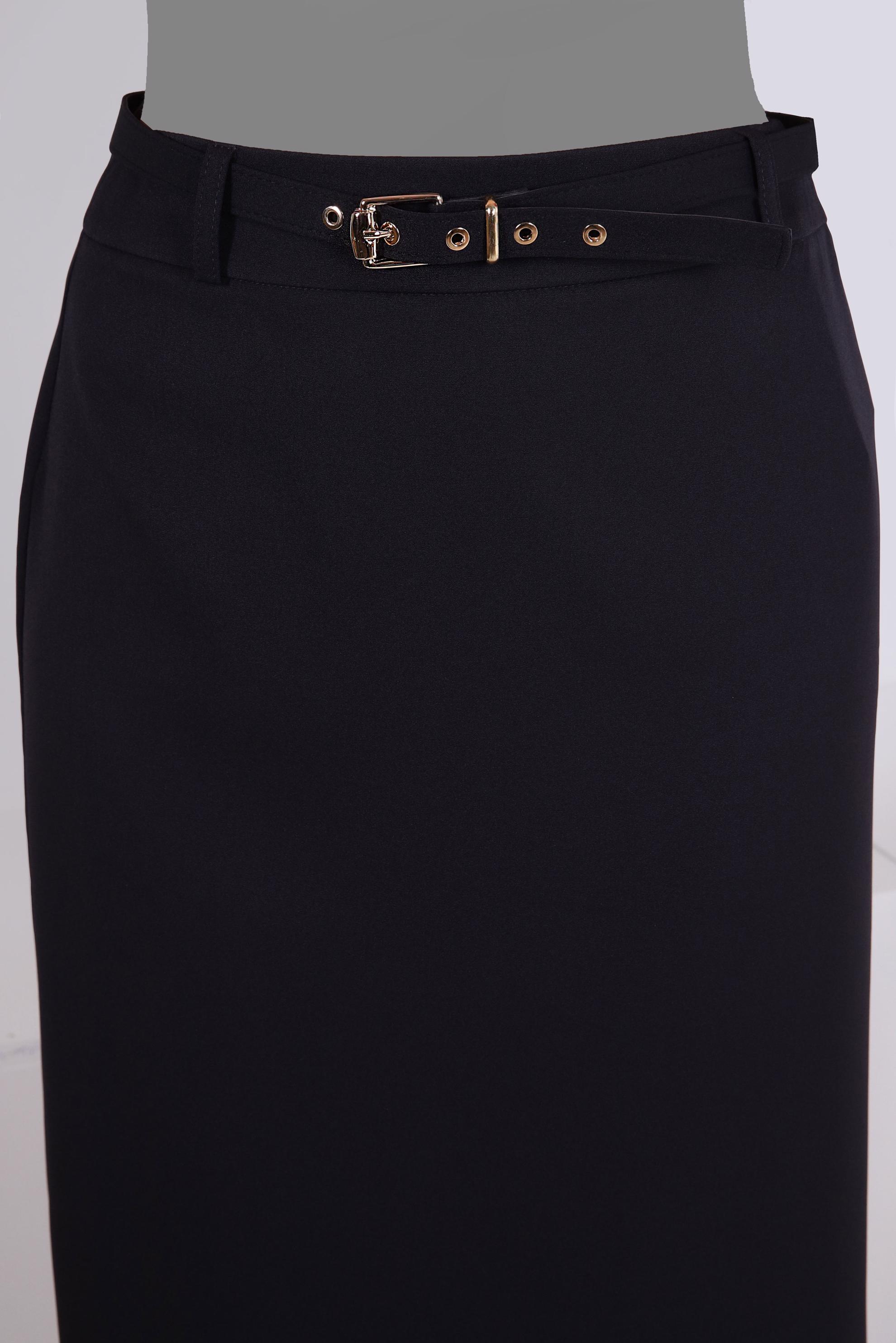 Tesettür giyim SİYAH KEMERLİ DÜZ KESİM ETEK 60408