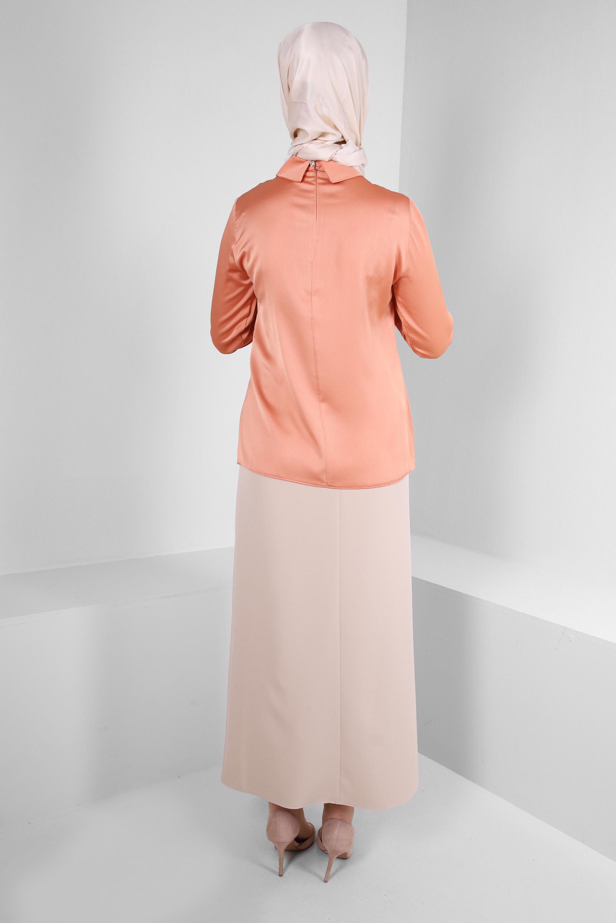 Tesettür giyim BEJ KEMERLİ DÜZ KESİM ETEK 60408