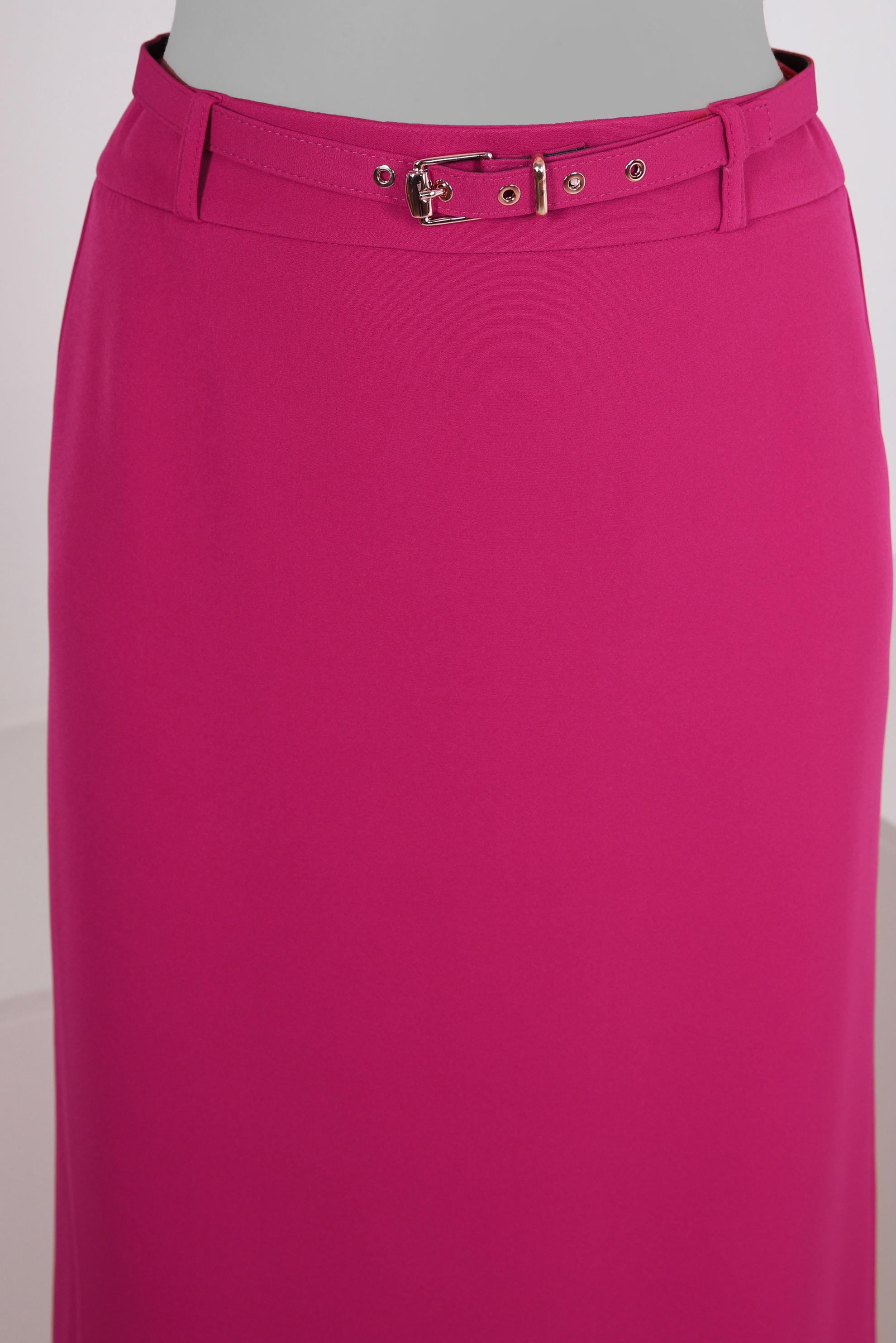 Tesettür giyim FUŞYA KEMERLİ DÜZ KESİM ETEK 60408