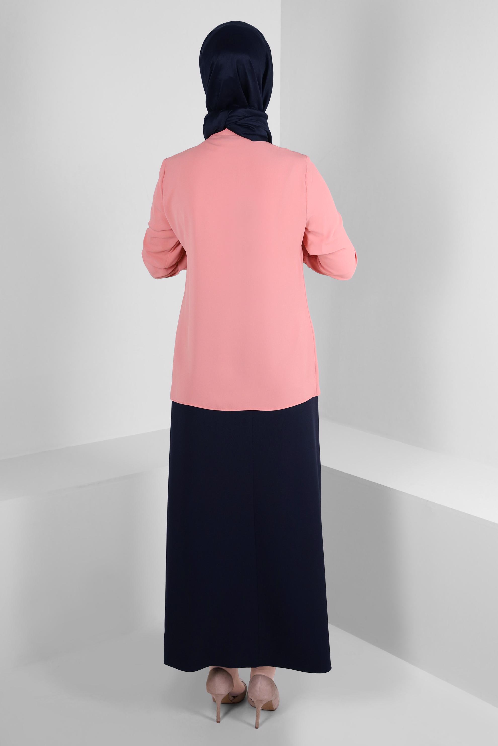 Tesettür giyim LACİVERT KEMERLİ DÜZ KESİM ETEK 60408