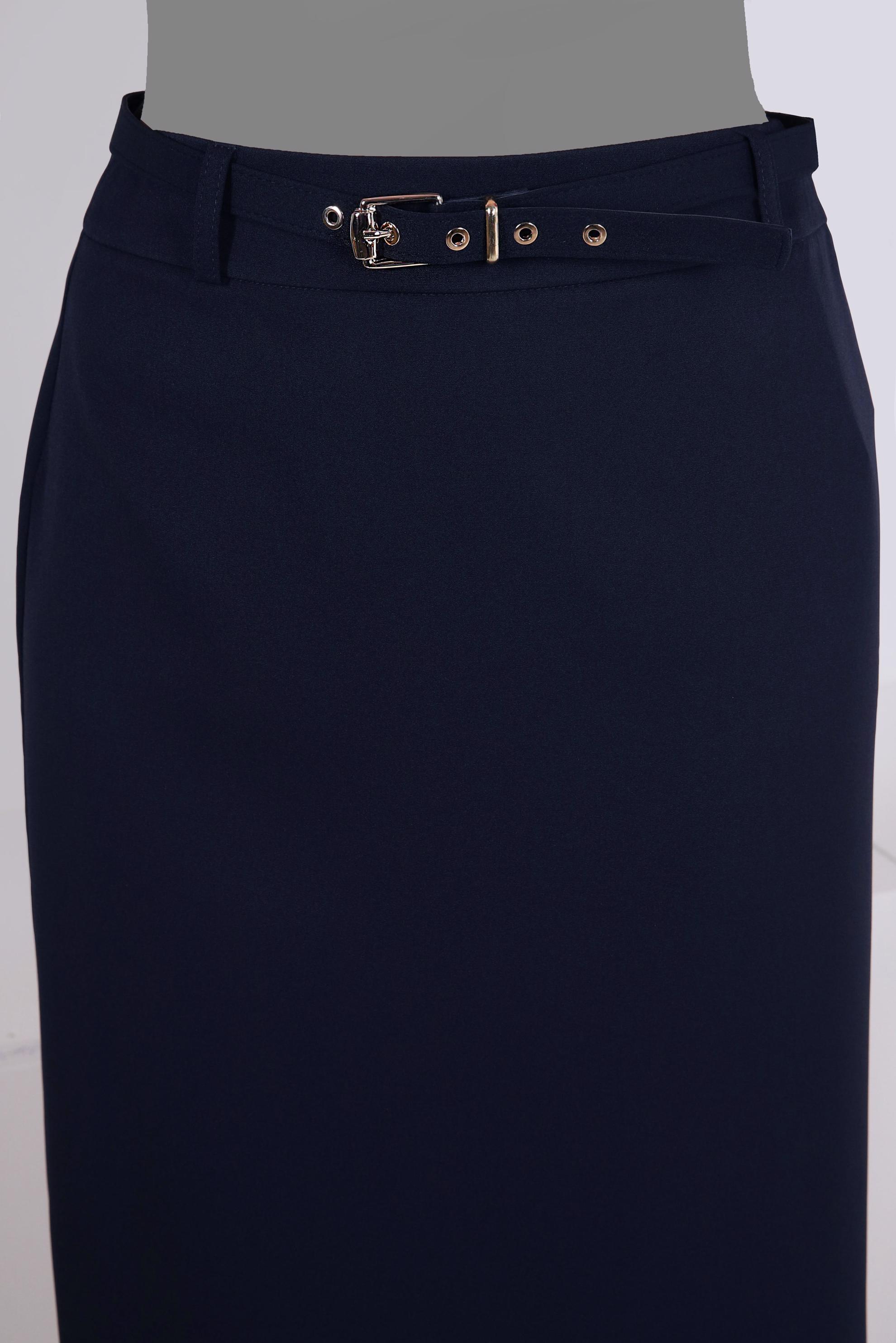 Tesettür giyim LACİVERT KEMERLİ DÜZ KESİM ETEK 60408