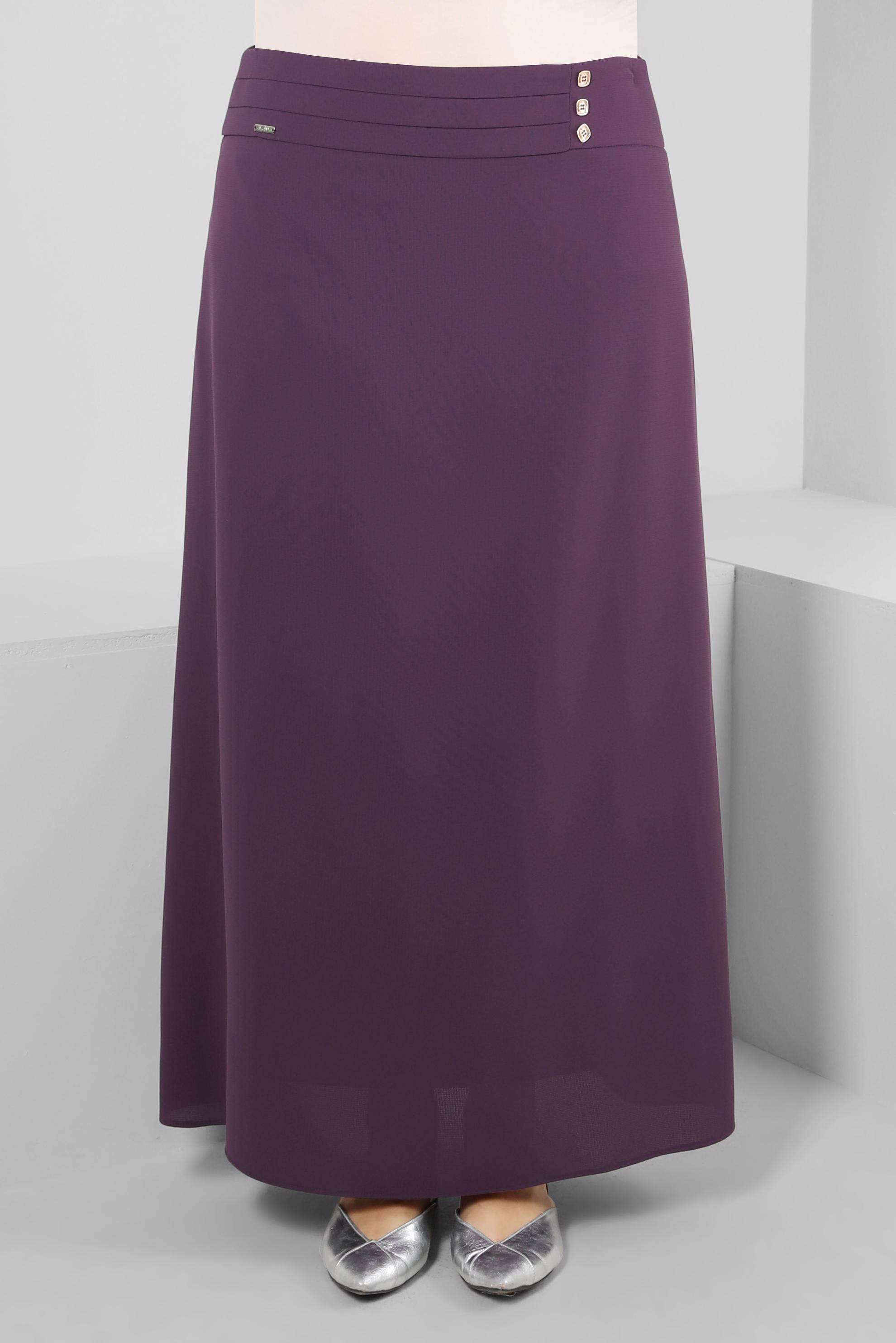 Vêtements hijab POURPRE JUPE COUPE AVEC BOUTON DÉTAIL 60411