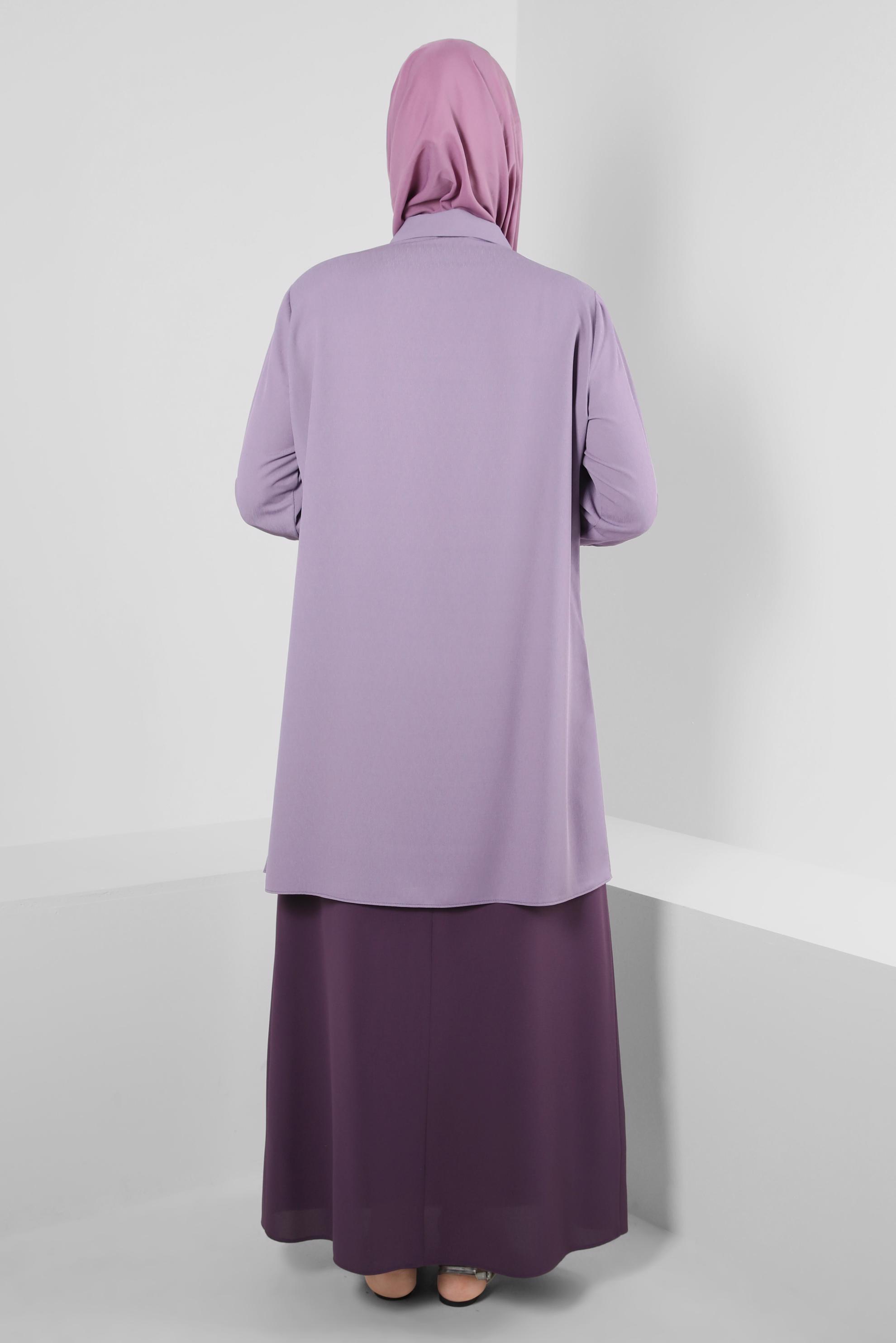 Vêtements hijab POURPRE JUPE COUPE AVEC BOUTON DÉTAIL 60411