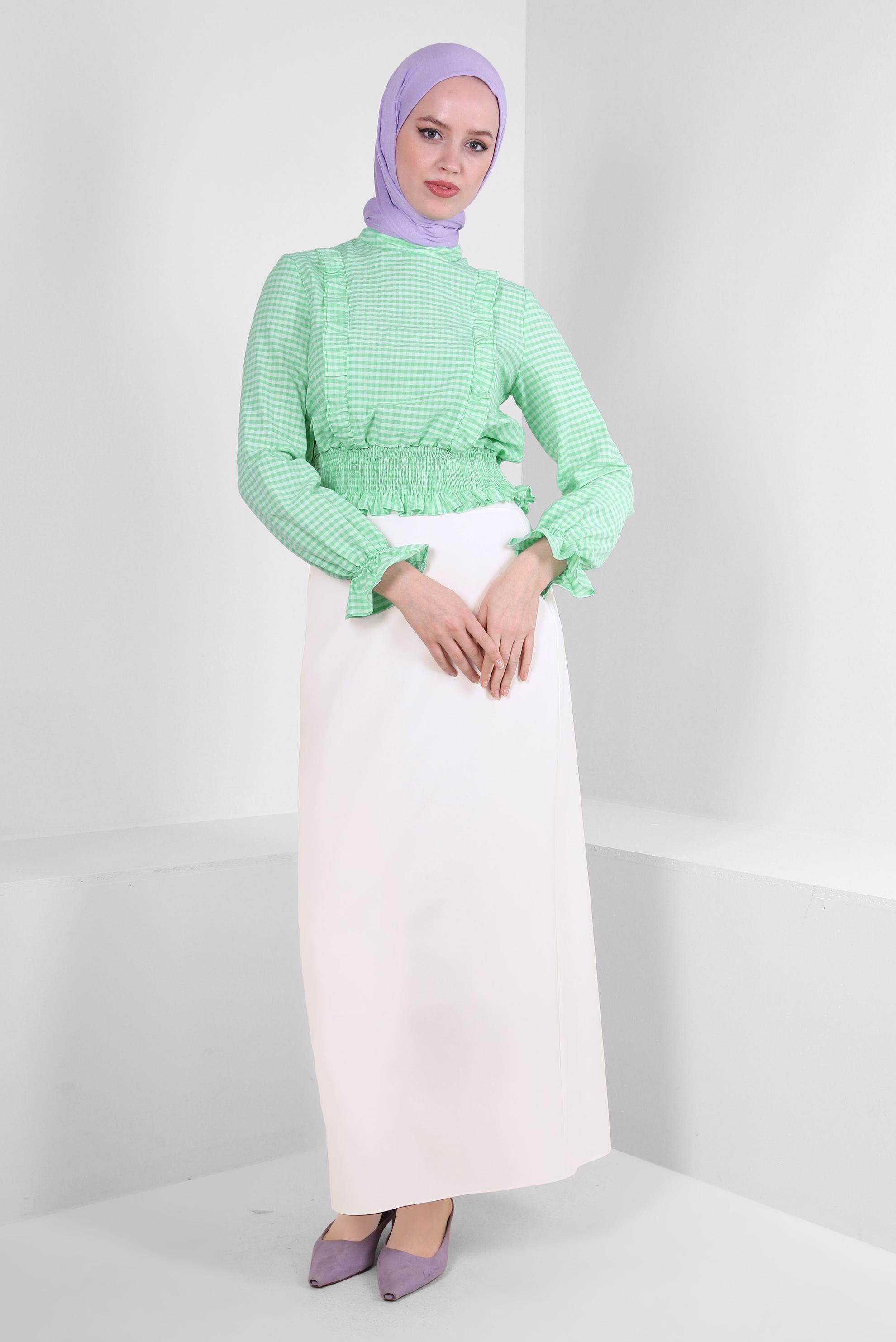 Tesettür giyim BEYAZ GİZLİ YIRTMAÇLI DÜZ KESİM ETEK 60414