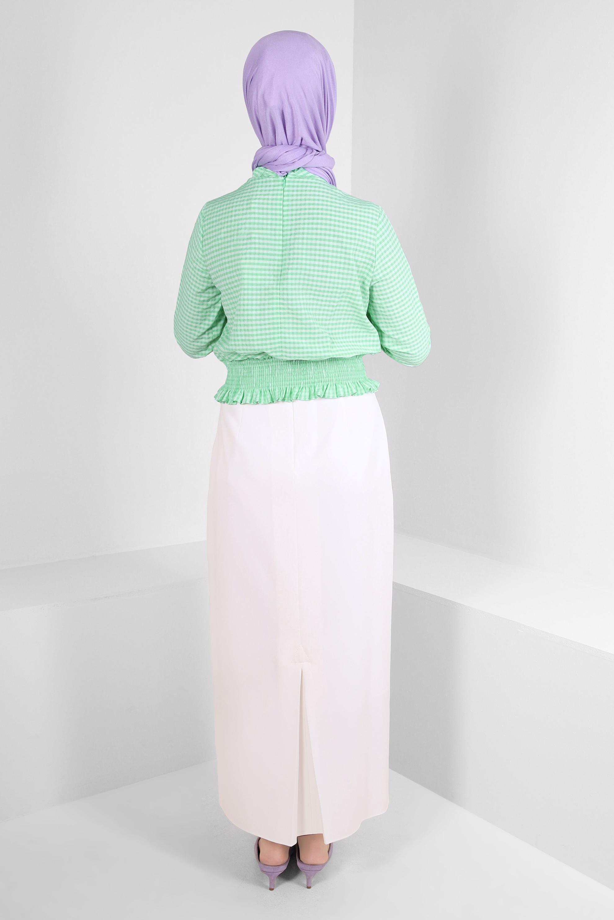 Tesettür giyim BEYAZ GİZLİ YIRTMAÇLI DÜZ KESİM ETEK 60414