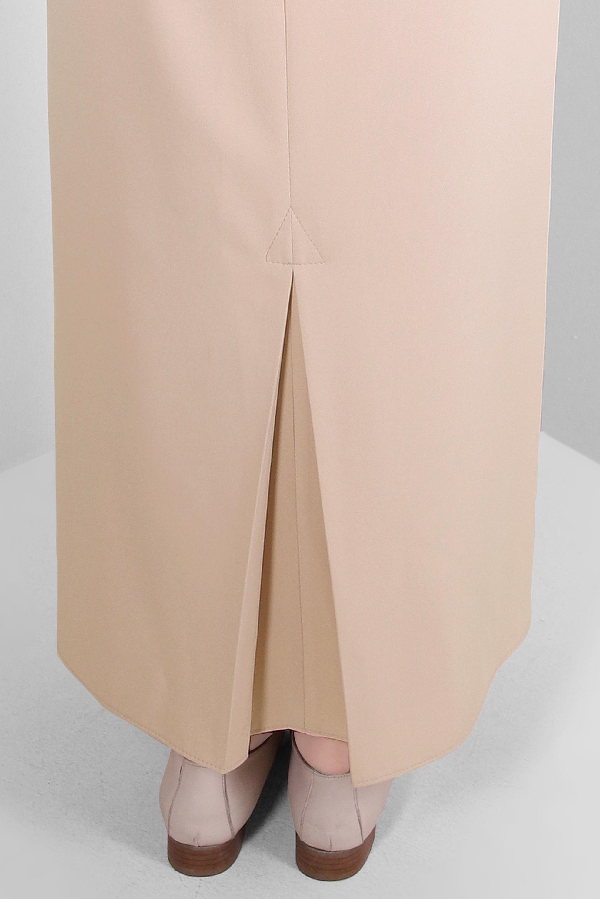 Tesettür giyim BEJ GİZLİ YIRTMAÇLI DÜZ KESİM ETEK 60414