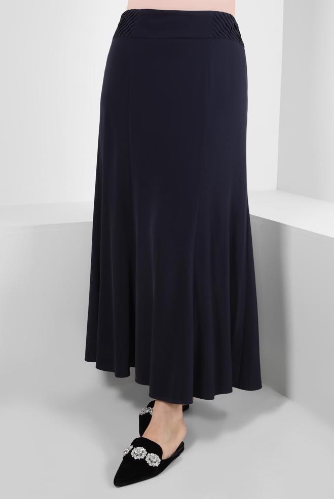 Tesettür giyim LACİVERT PİLİSE DETAYLI ÇAN ETEK 60416 - ALVİNA