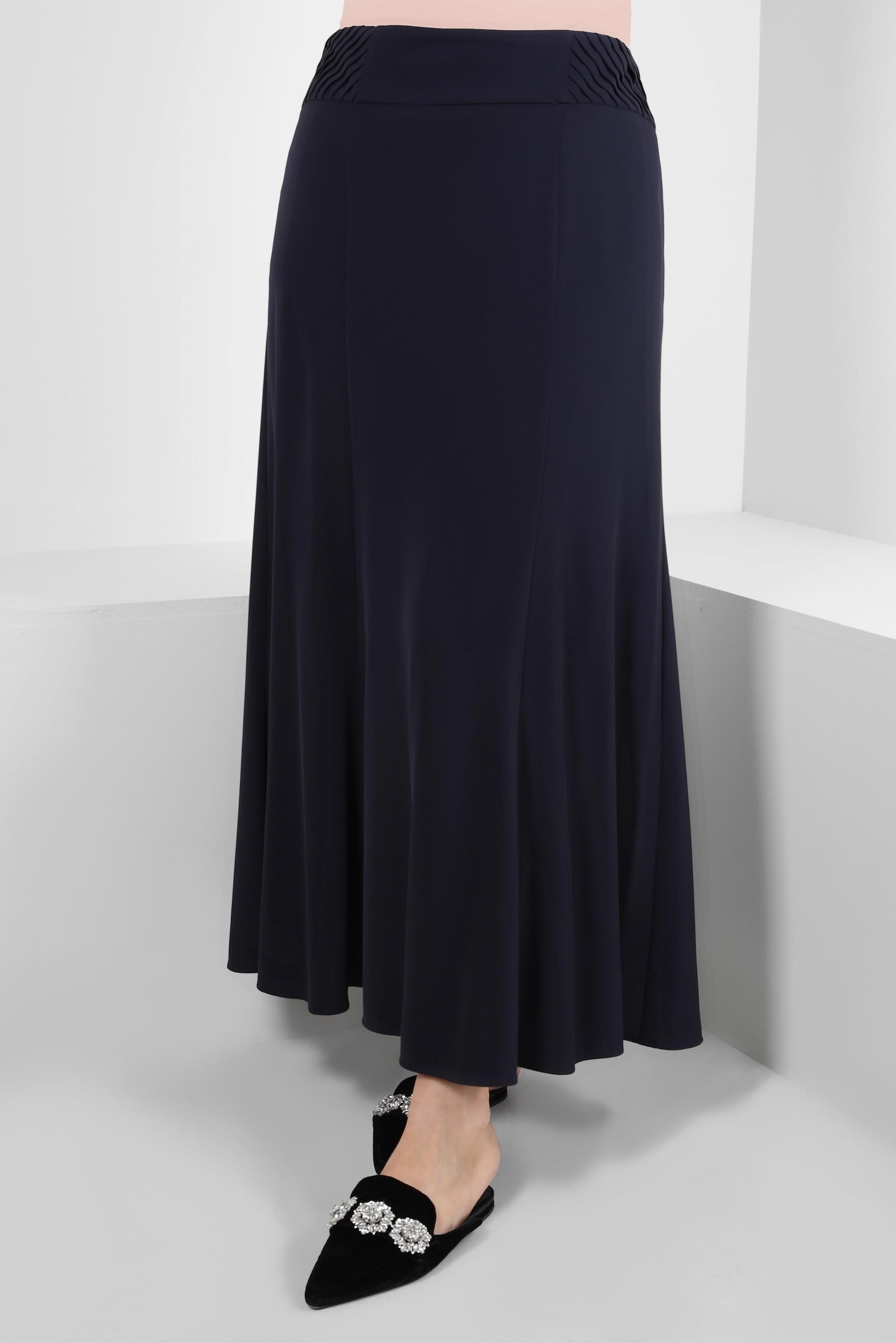 Tesettür giyim LACİVERT PİLİSE DETAYLI ÇAN ETEK 60416