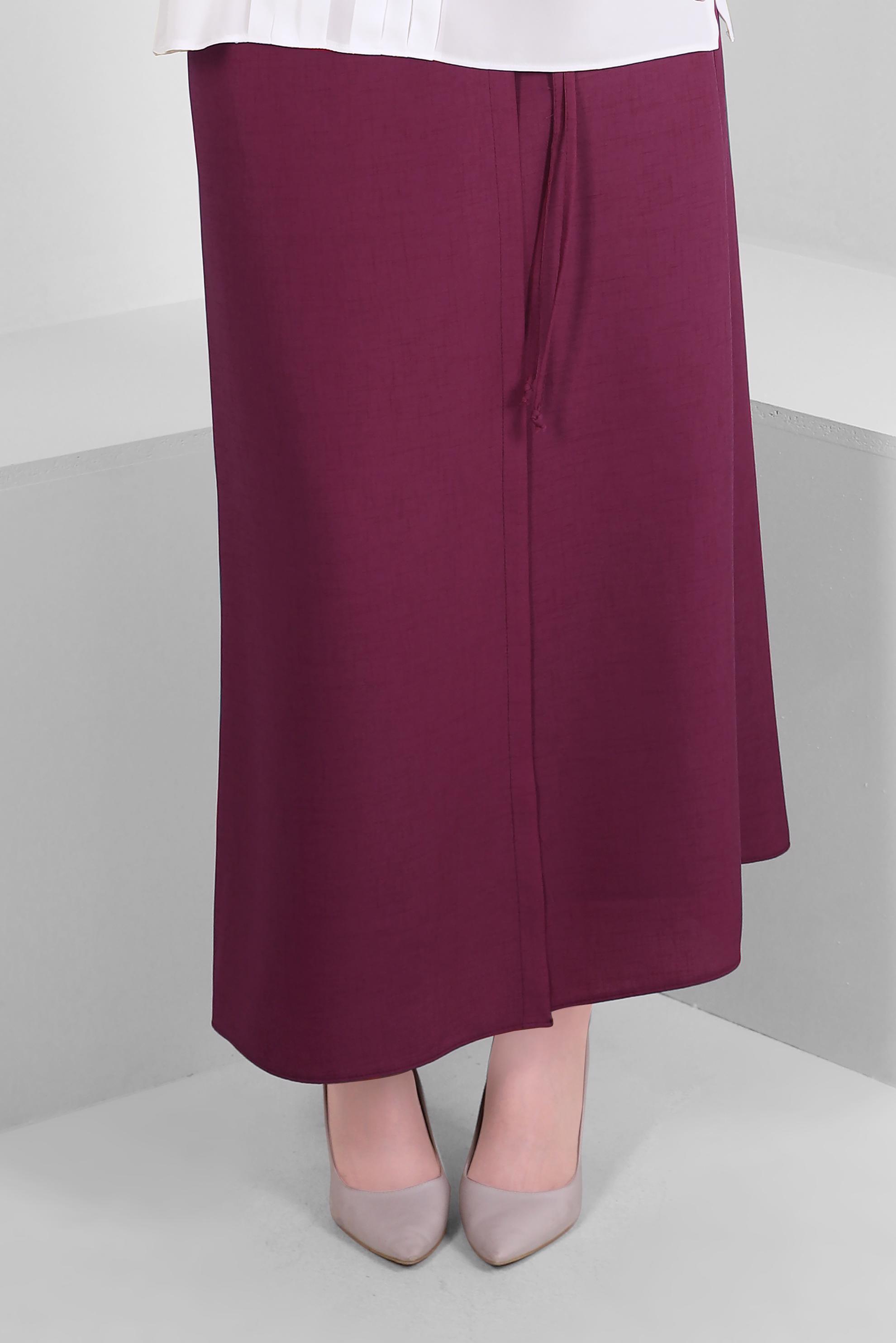 Tesettür giyim MOR BAĞLAMA DETAYLI DÜZ KESİM ETEK 60417