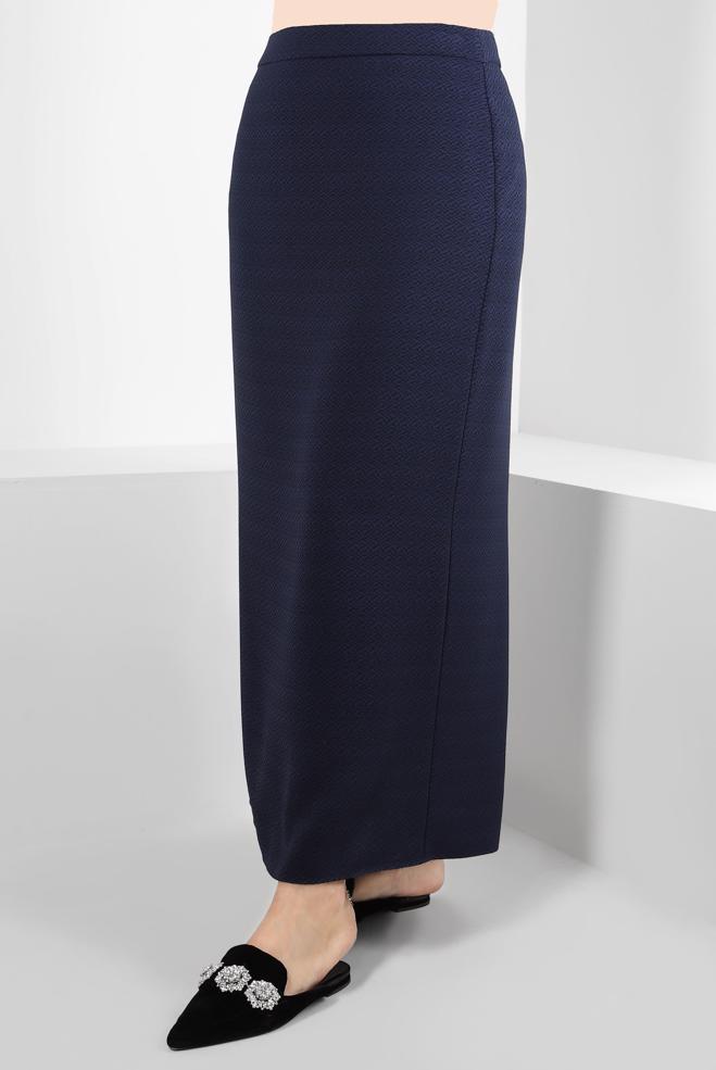 Tesettür giyim LACİVERT DÜZ KESİM FERMUARLI ETEK 60418 - ALVİNA