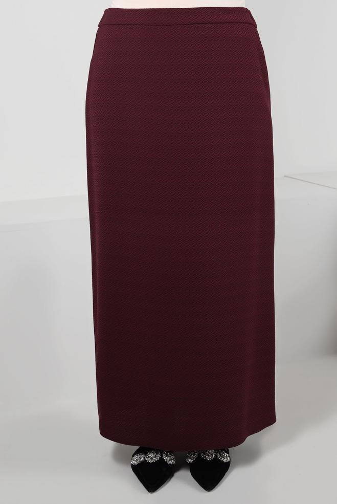 Tesettür giyim MÜRDÜM DÜZ KESİM FERMUARLI ETEK 60418 - ALVİNA