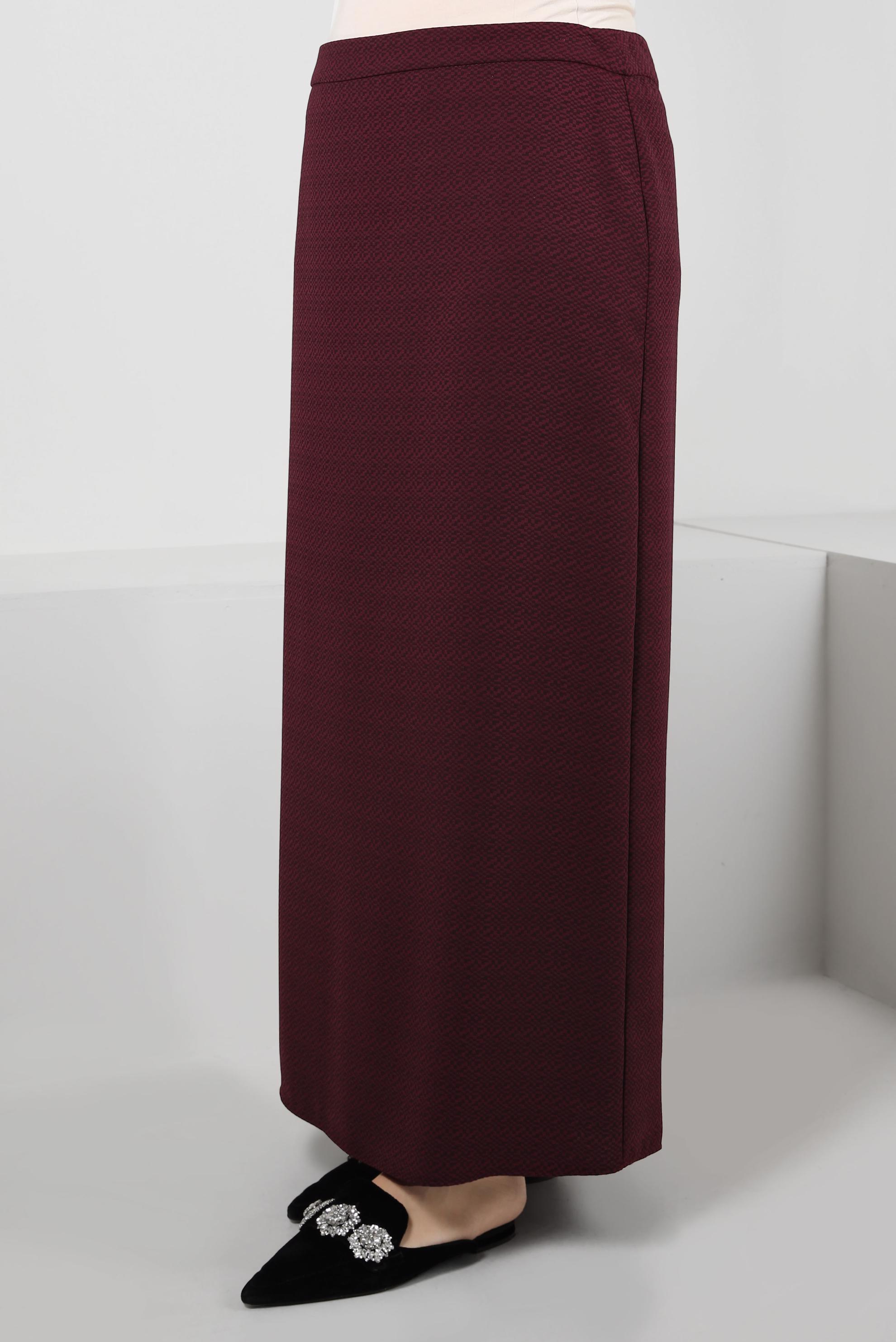 Tesettür giyim MÜRDÜM DÜZ KESİM FERMUARLI ETEK 60418