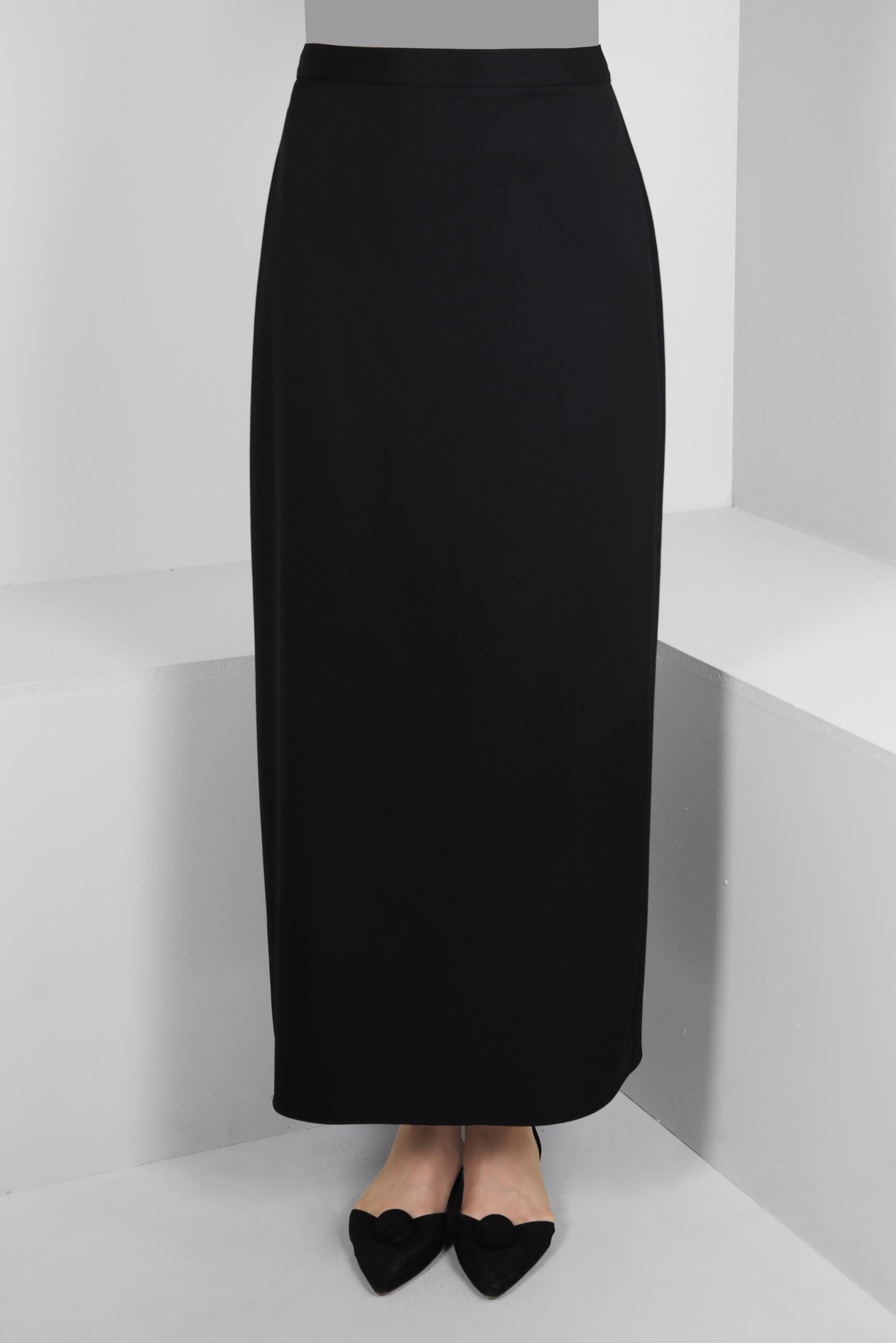 Tesettür giyim SİYAH DÜZ KESİM GİZLİ YIRTMAÇLI ETEK 60419 